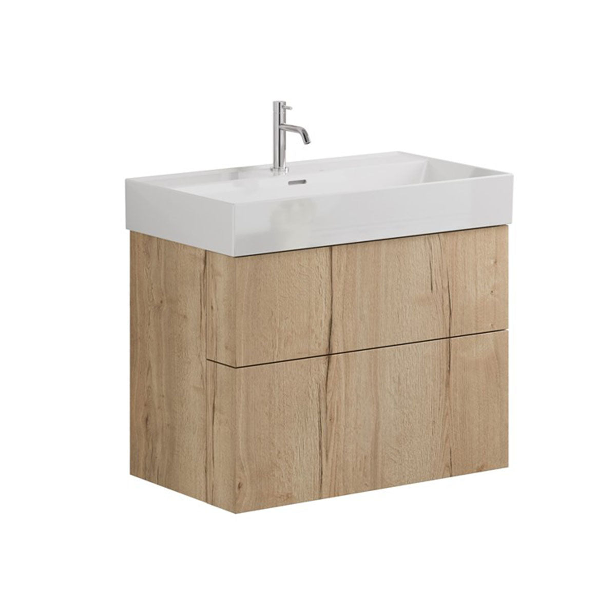 crosswater avenue 800mm 2 drawer wall mounted vanity unit with ceramic basin windsor oak