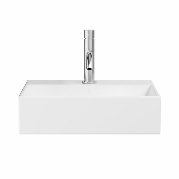 crosswater beck cloakroom basin with waste 400x300mm white gloss