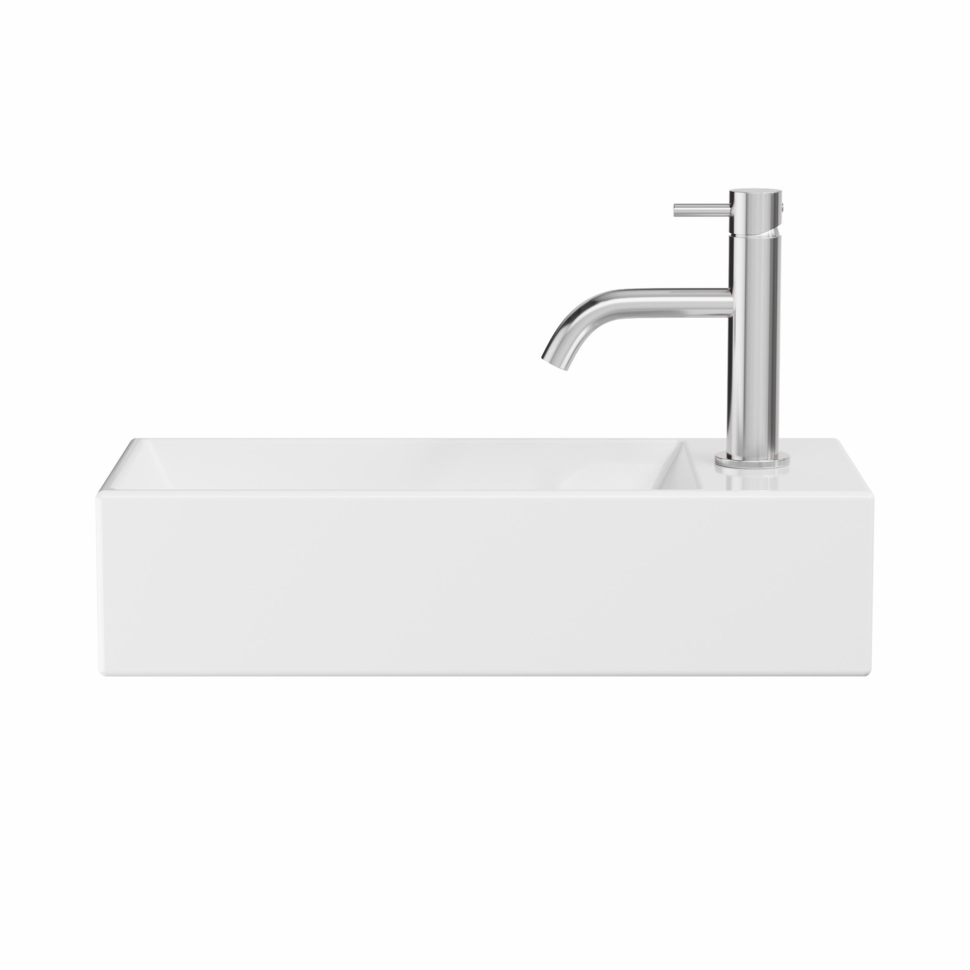 crosswater beck cloakroom basin with waste 450x200mm white gloss