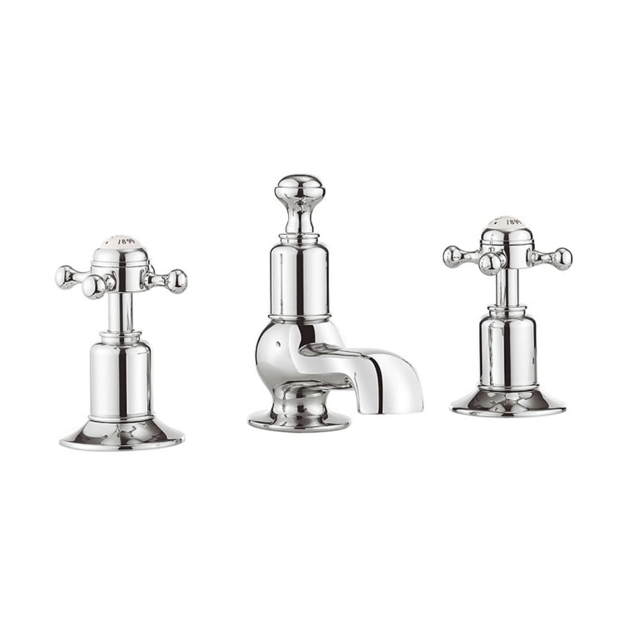 crosswater belgravia crosshead 3 tap hole basin mixer set with pop up waste chrome