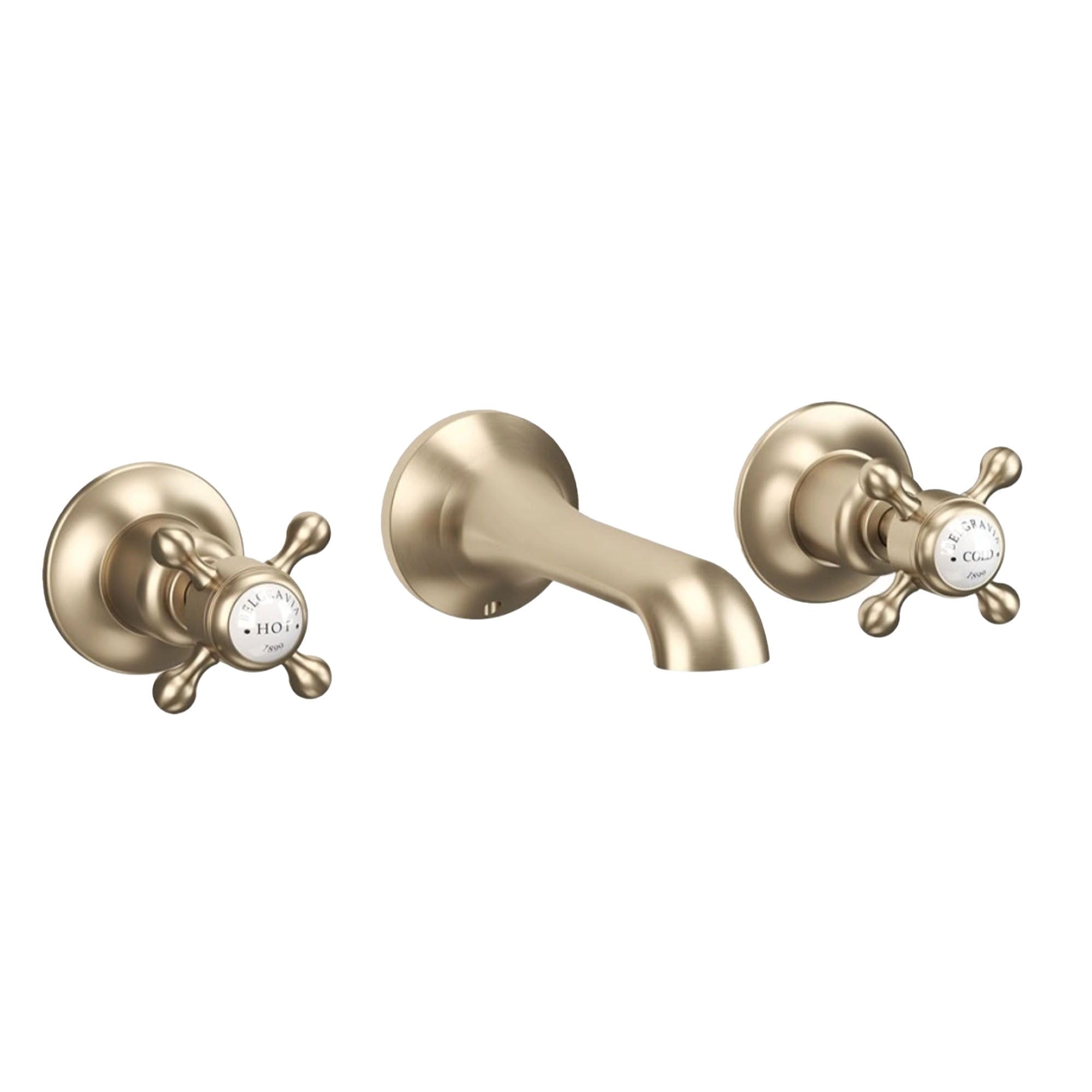 crosswater belgravia crosshead 3 tap hole wall mounted basin mixer brushed brass