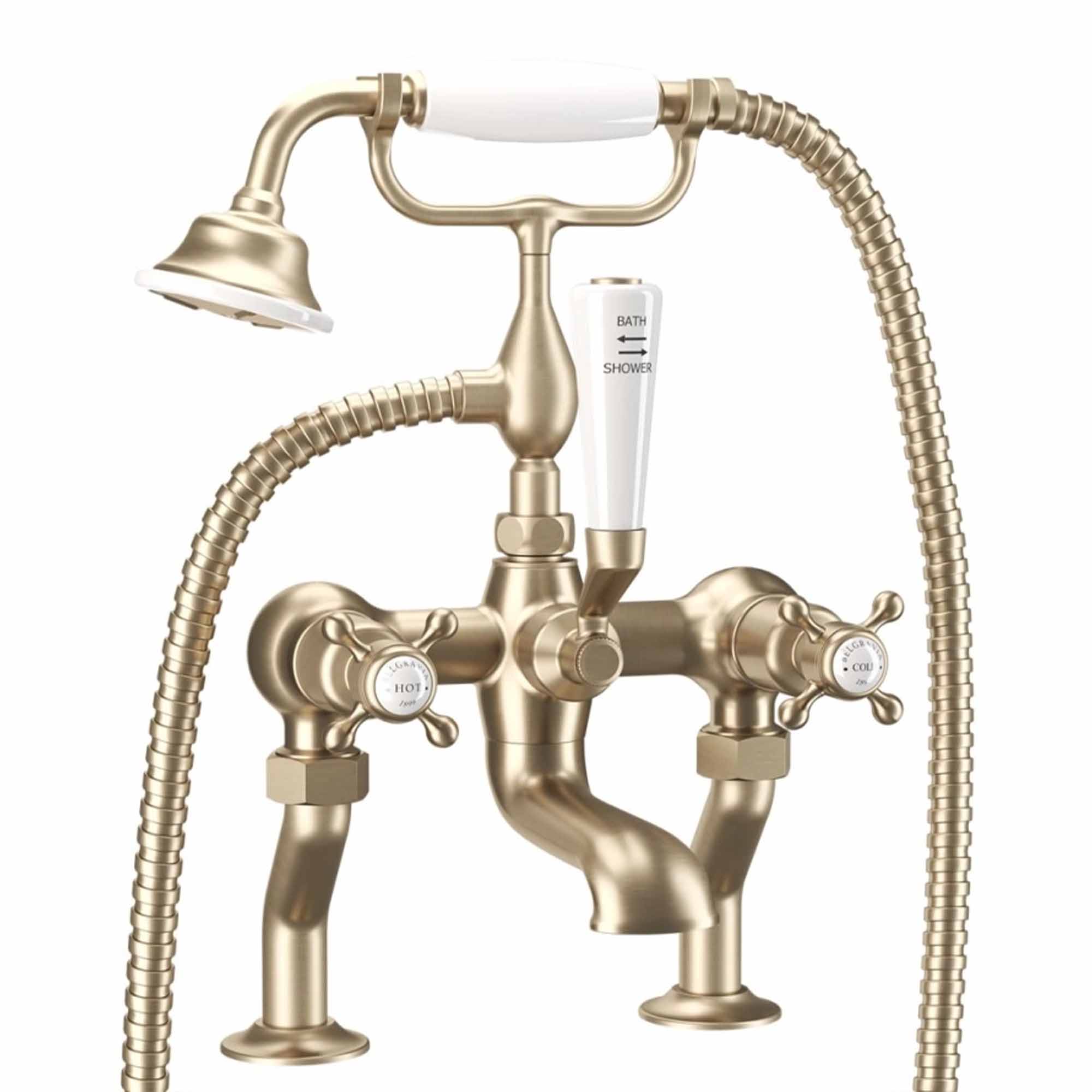 crosswater belgravia crosshead deck mounted bath shower mixer brushed brushed