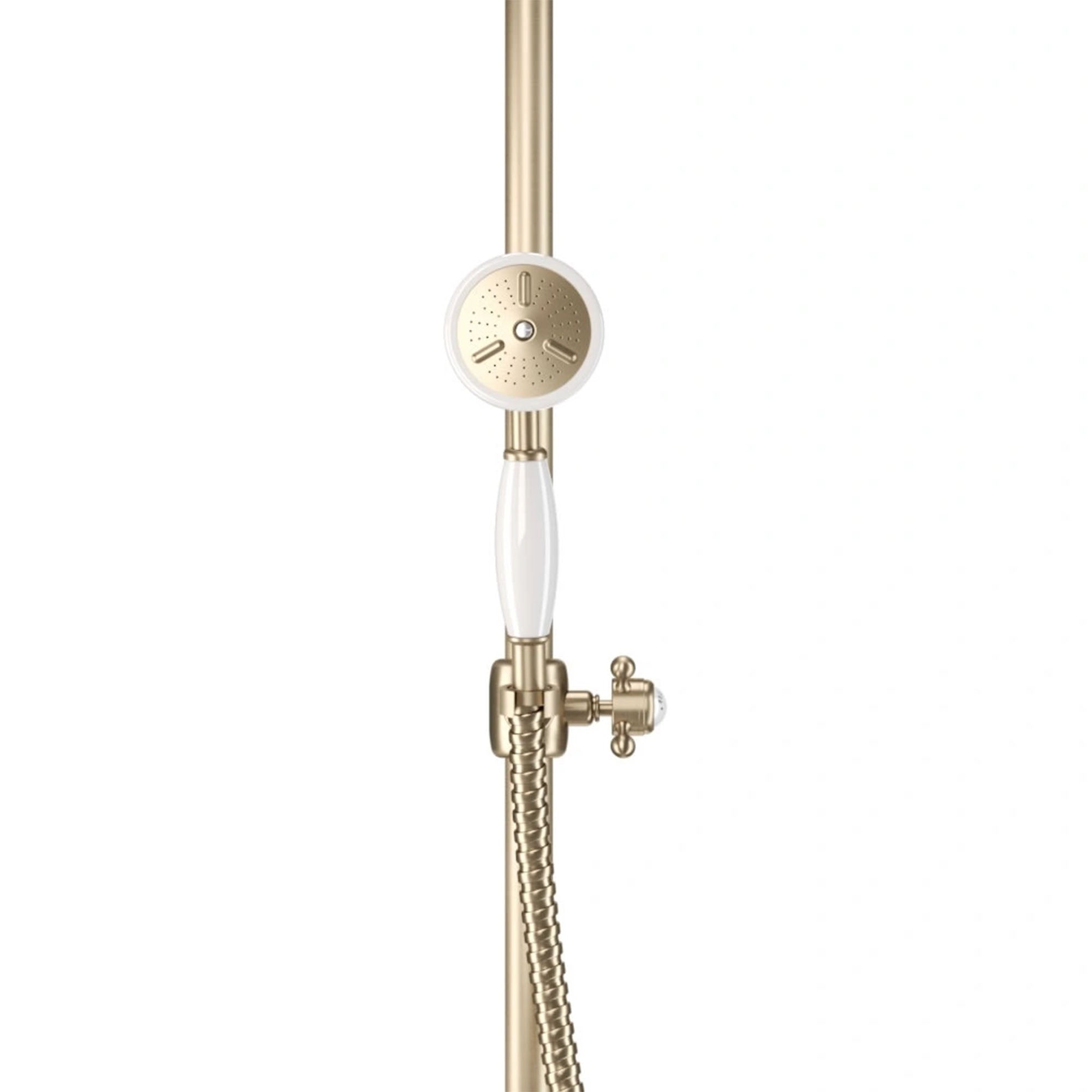 crosswater belgravia dual outlet thermostatic shower brushed brass