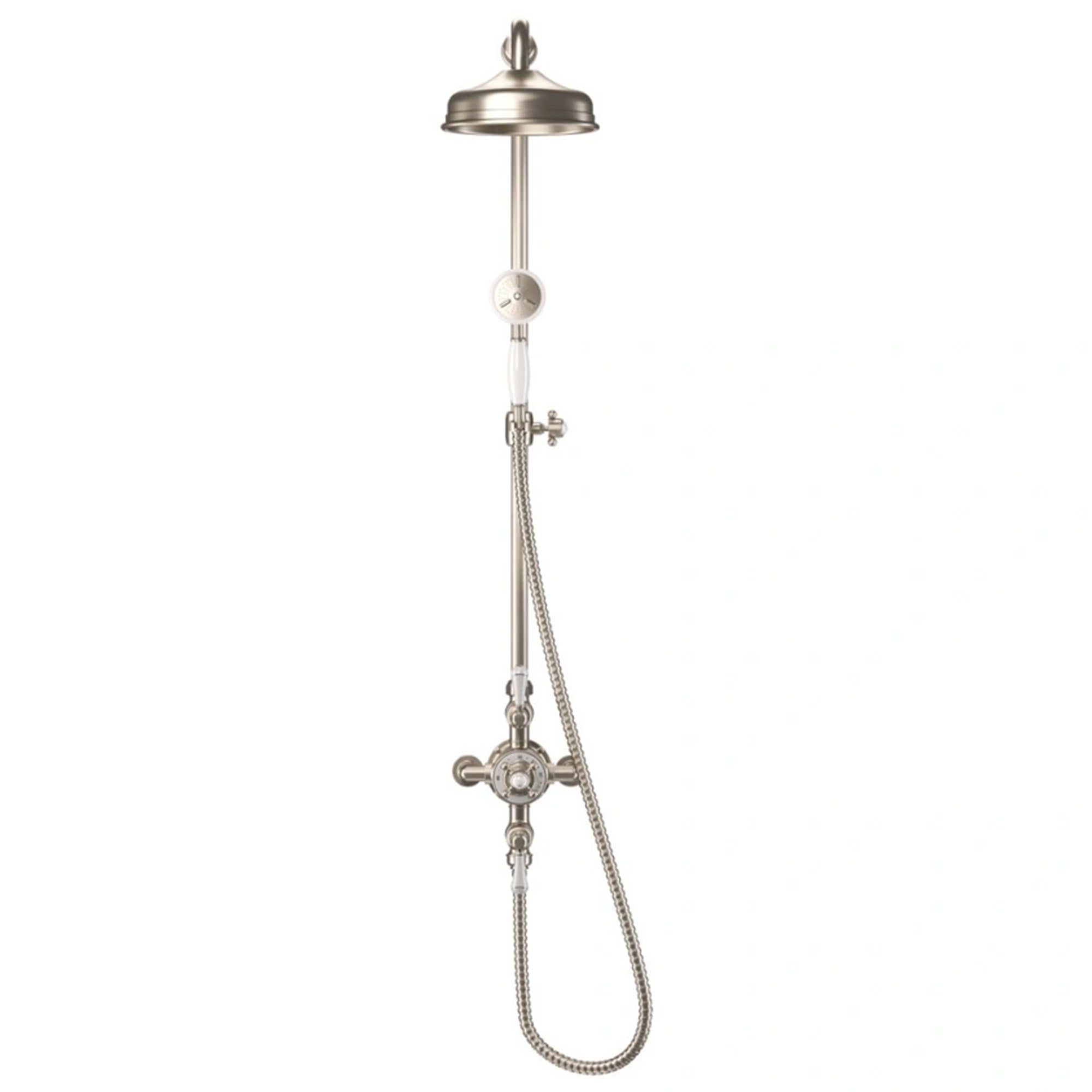 crosswater belgravia dual outlet thermostatic shower brushed nickel