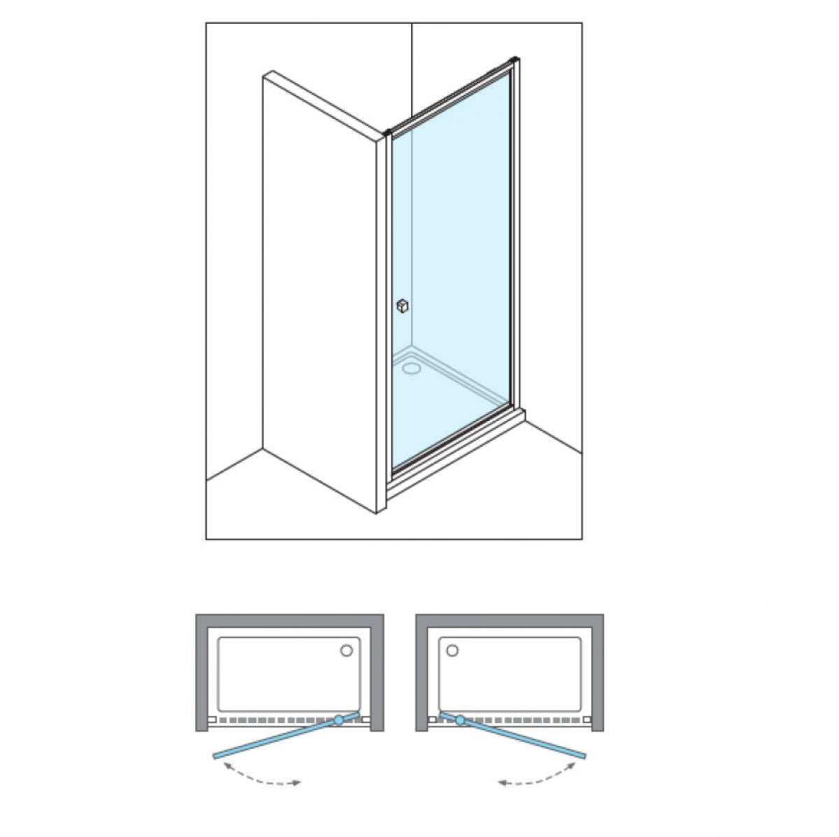 crosswater clear 6 hinged door with side panel technical