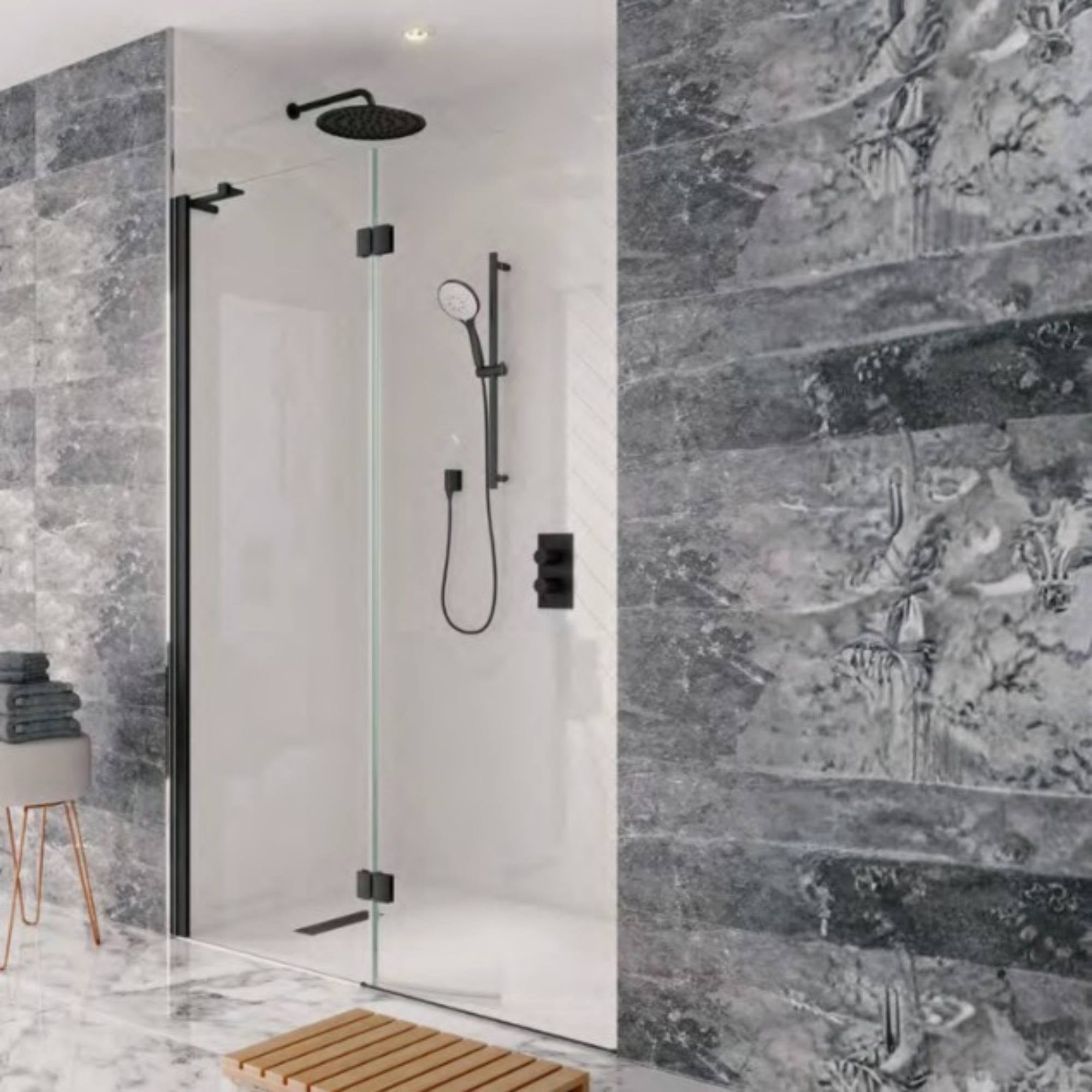Crosswater Design 8 Matt Black 1400 Walk-In Easy Access Shower Enclosure 