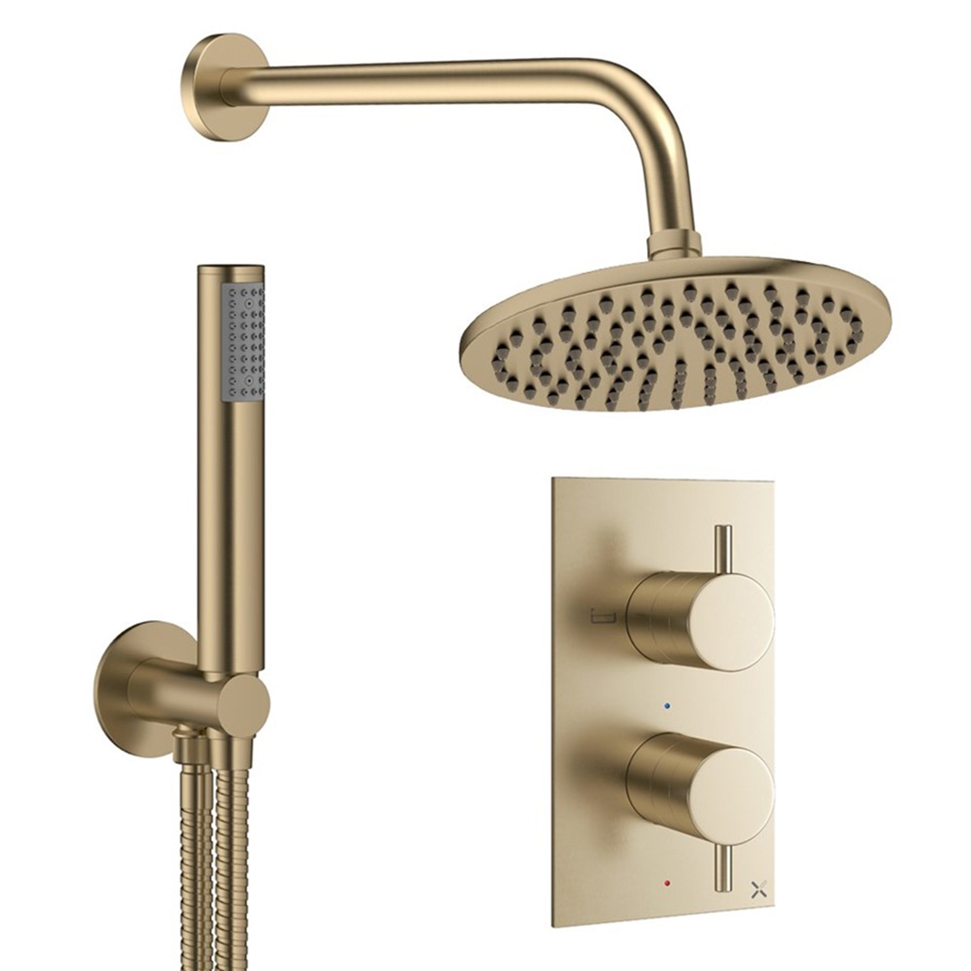 crosswater design shower set 3 200mm brushed brass