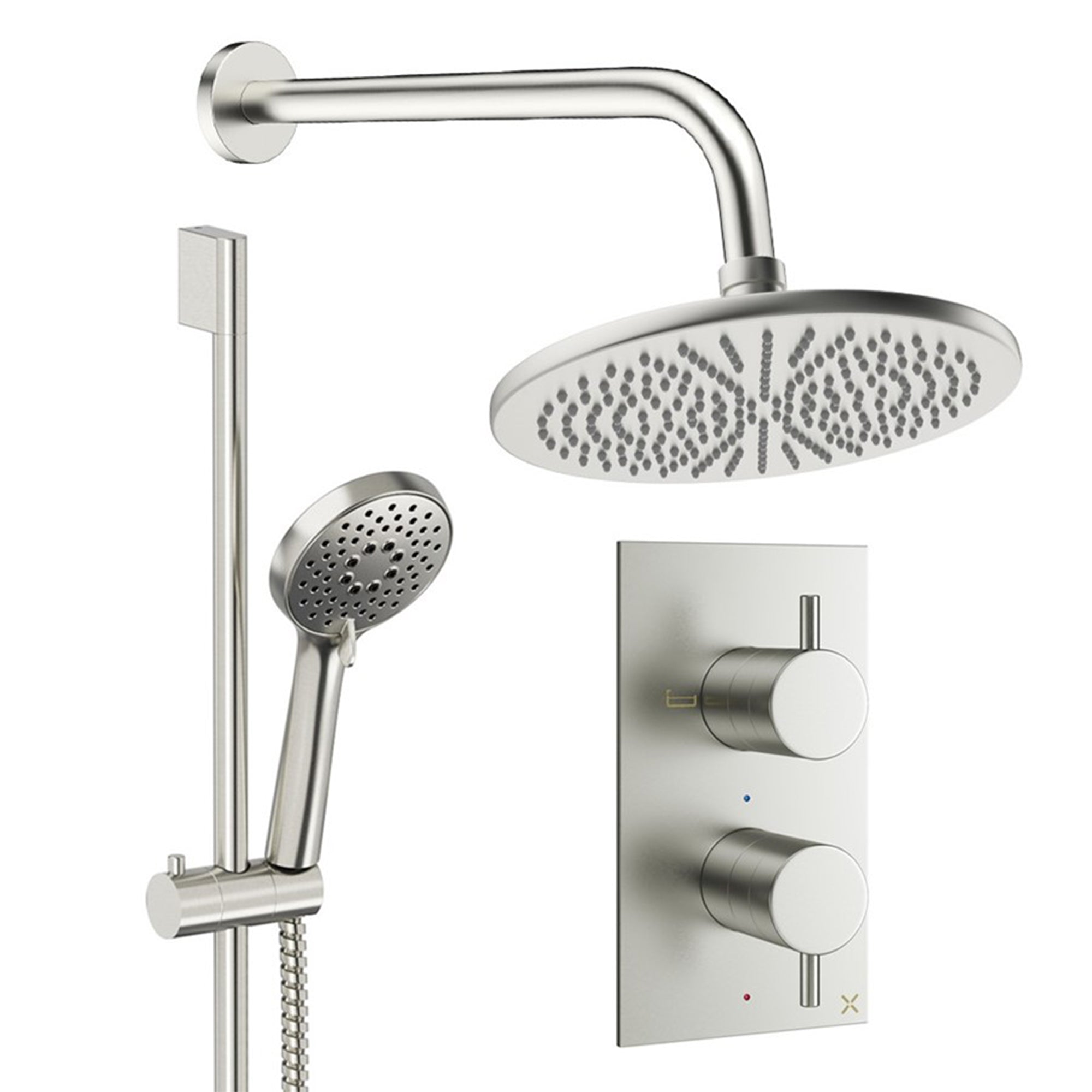 crosswater design shower set 4 300mm brushed nickel