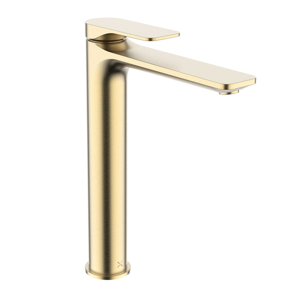 crosswater fuse tall basin monobloc tap brushed brass
