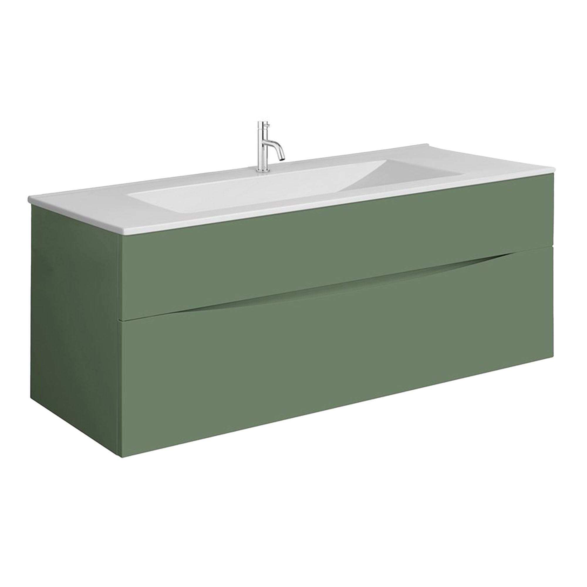 crosswater glide II 1000 wall hung vanity unit with ceramic basin sage green