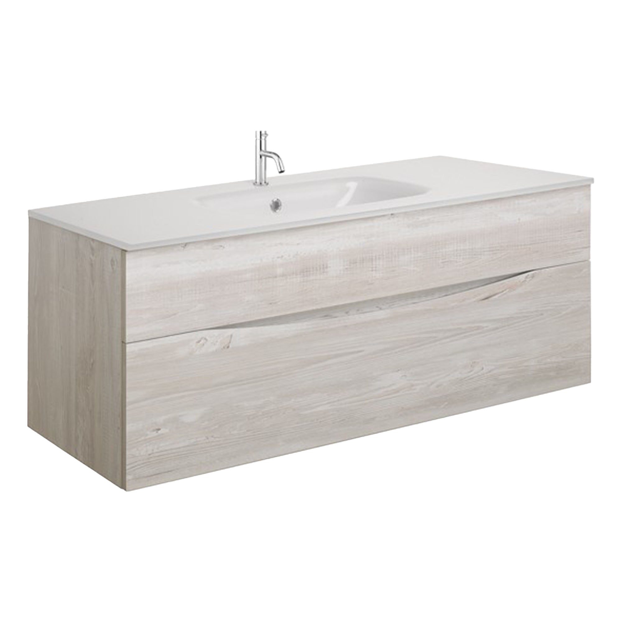 crosswater glide II 1000 wall hung vanity unit with ice white basin nordic oak