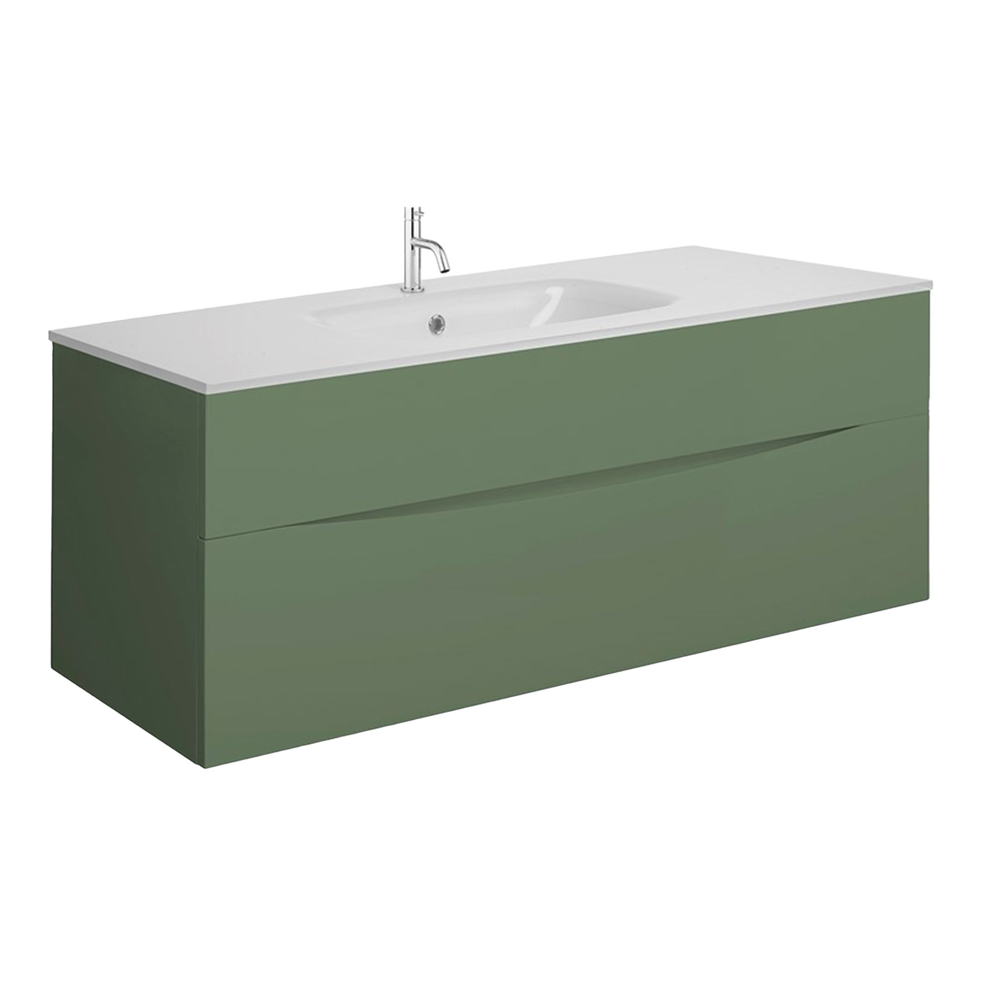 crosswater glide II 1000 wall hung vanity unit with ice white basin sage green