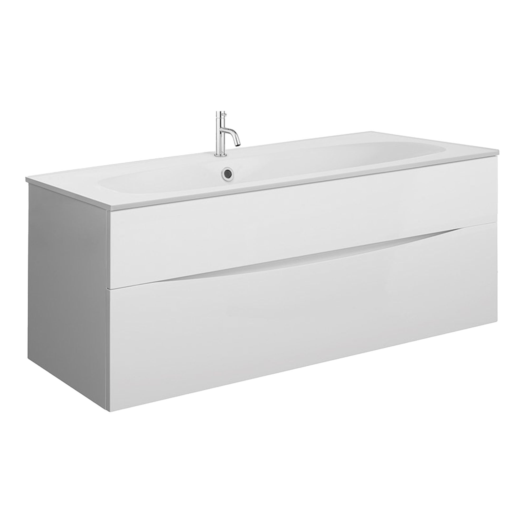 crosswater glide II 1000 wall hung vanity unit with matt white basin white gloss