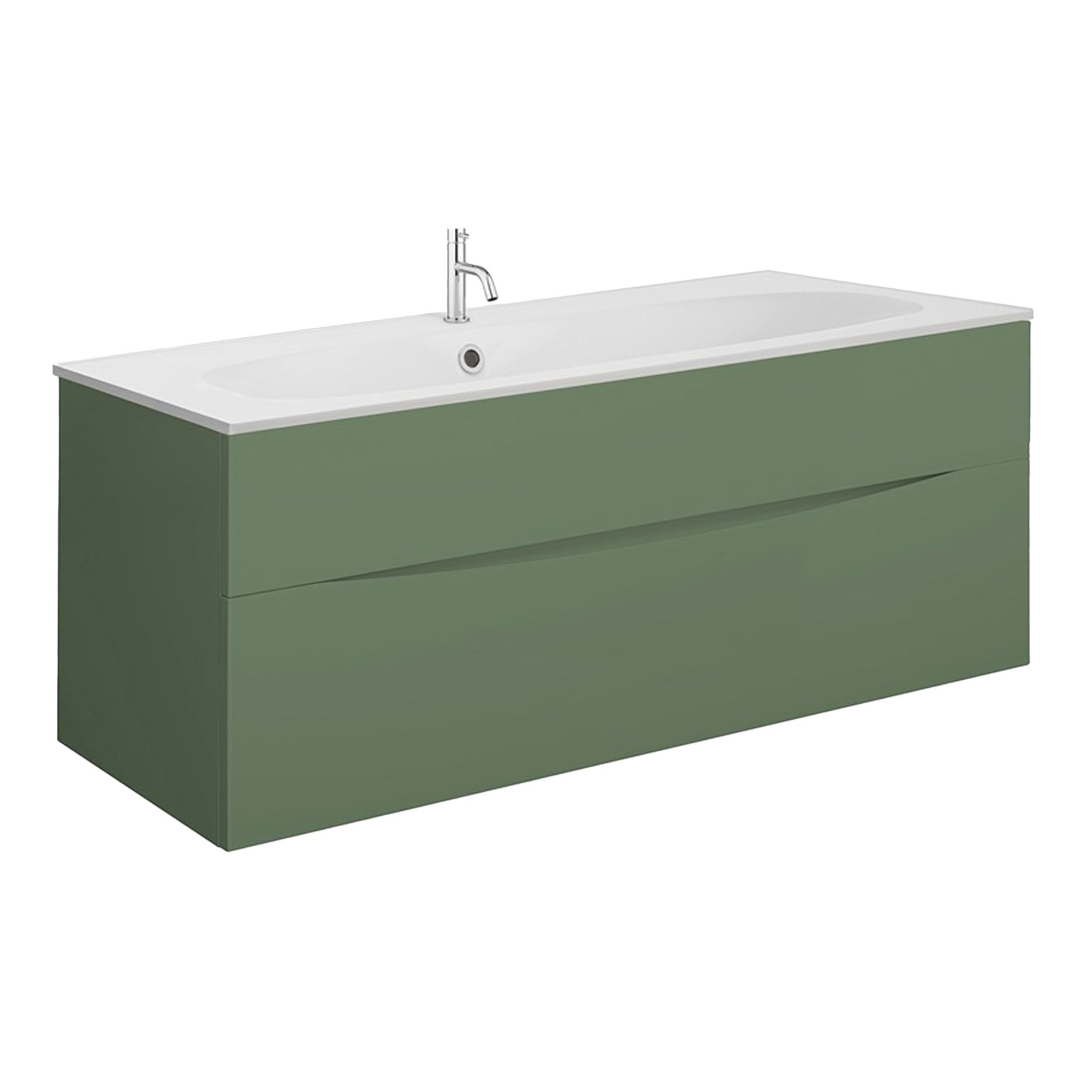 crosswater glide II 1000 wall hung vanity unit with matt white basin sage green