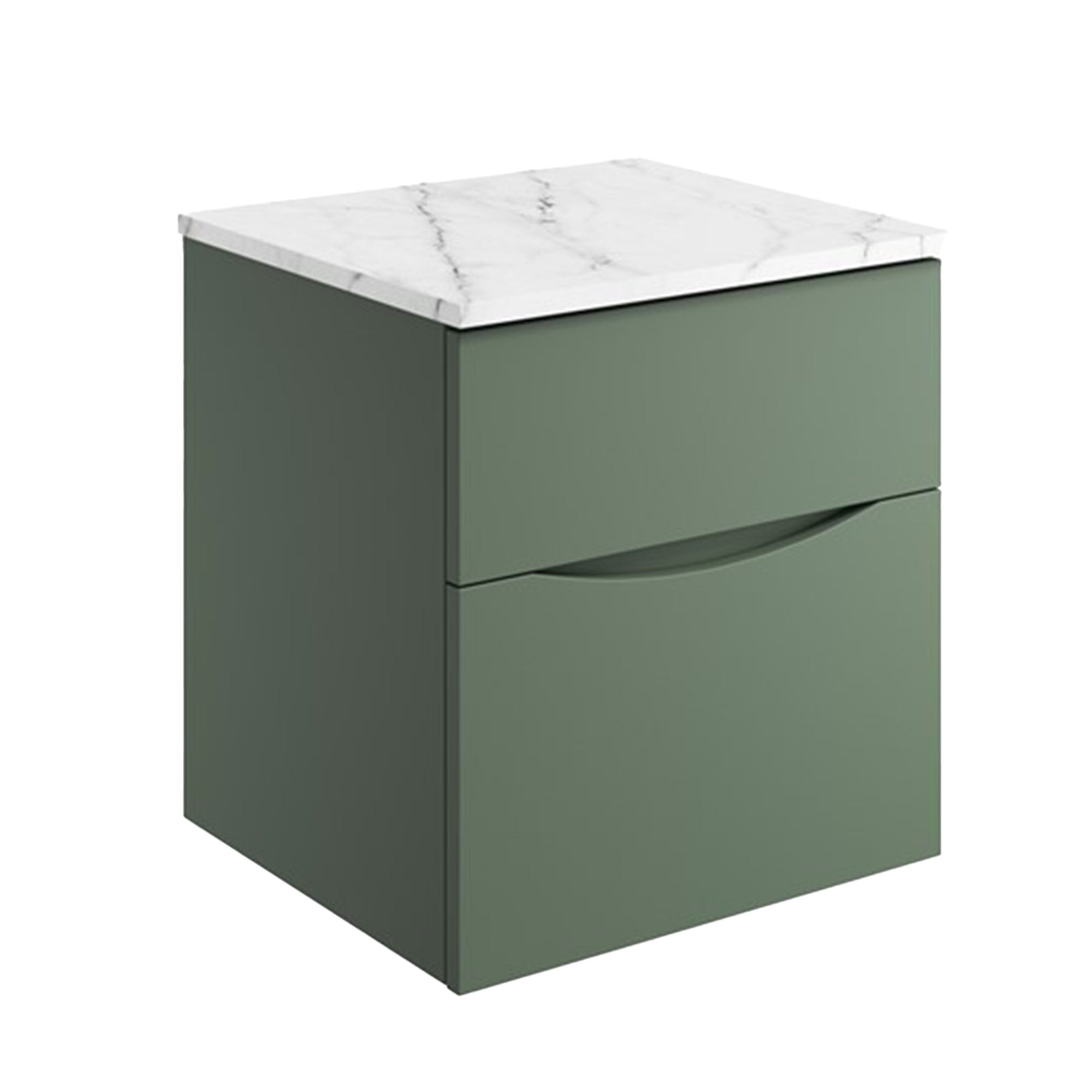 crosswater glide II 500 wall hung vanity unit with carrara marble worktop sage green deluxe bathrooms