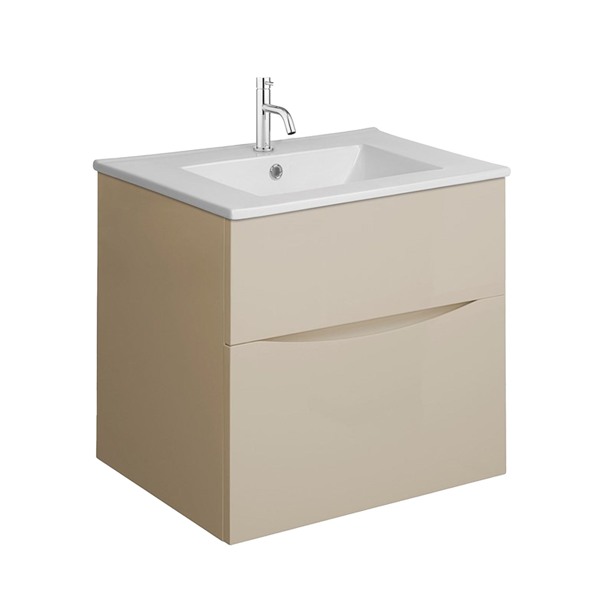 crosswater glide II 500 wall hung vanity unit with ceramic basin warm stone