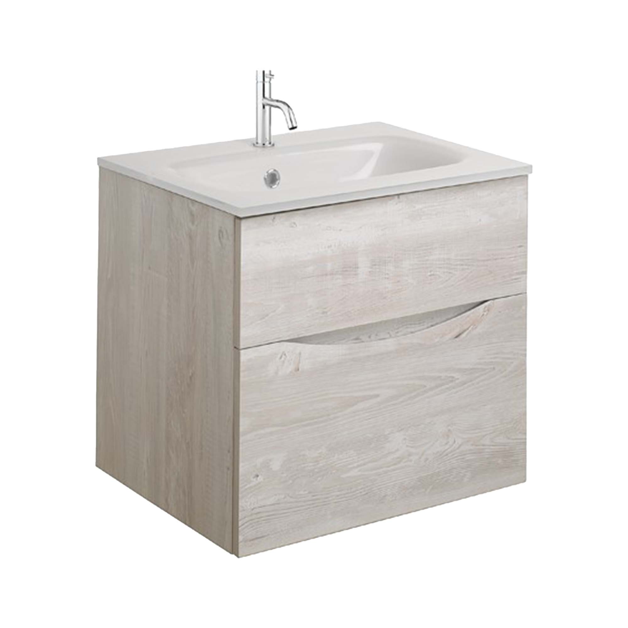 crosswater glide II 500 wall hung vanity unit with ice white basin nordic oak