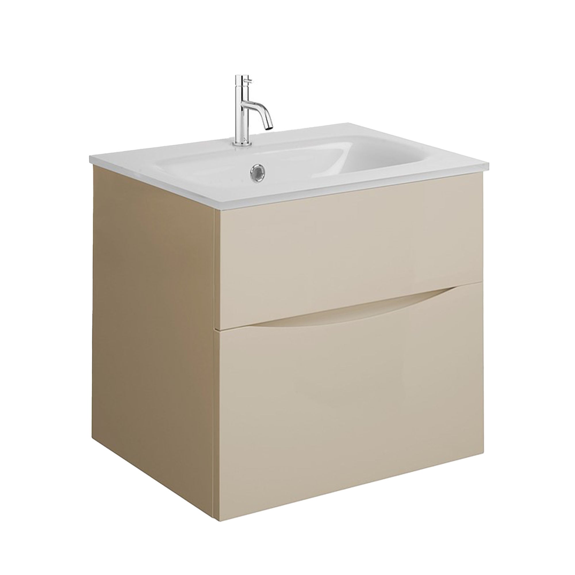 crosswater glide II 500 wall hung vanity unit with ice white basin warm stone