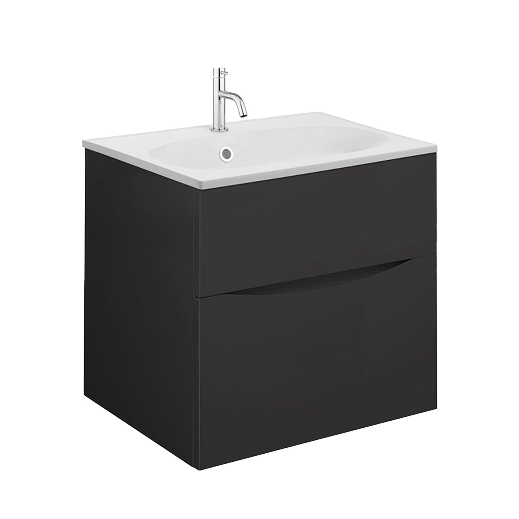 crosswater glide II 500 wall hung vanity unit with matt white basin matt black