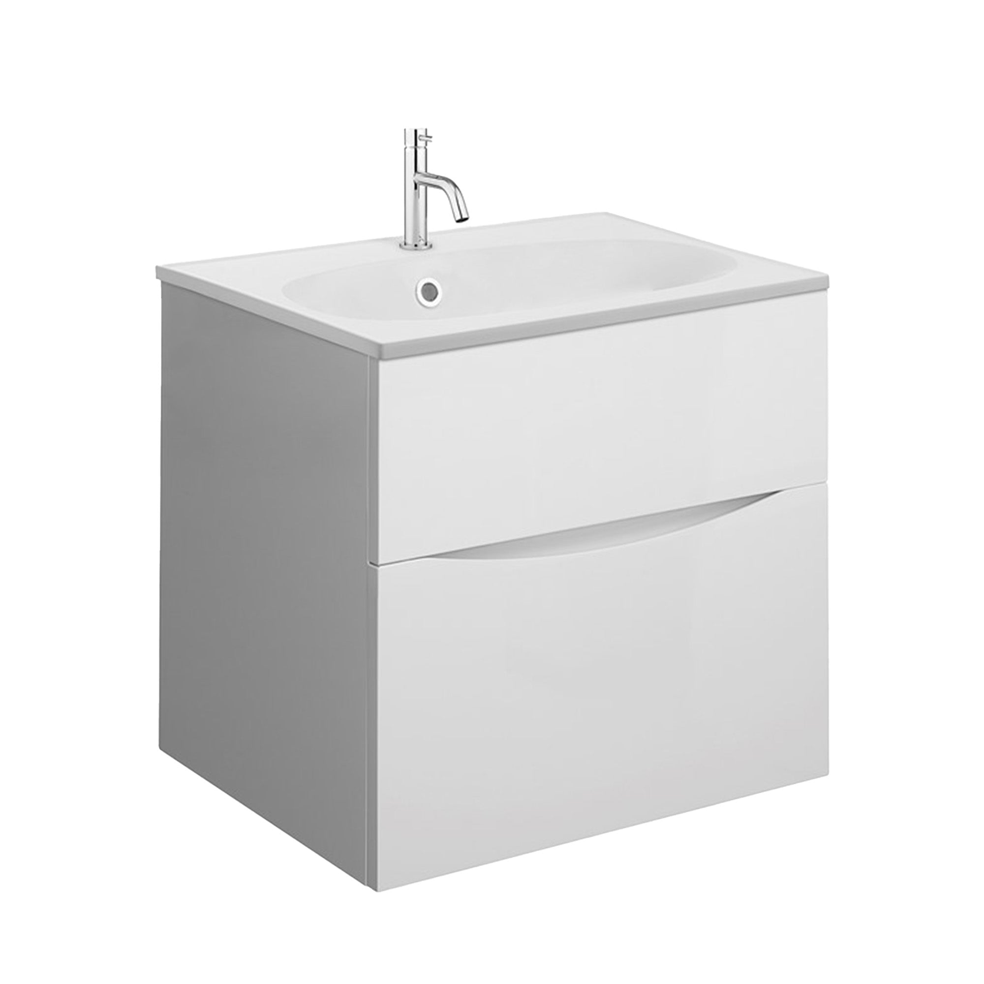 crosswater glide II 500 wall hung vanity unit with matt white basin white gloss