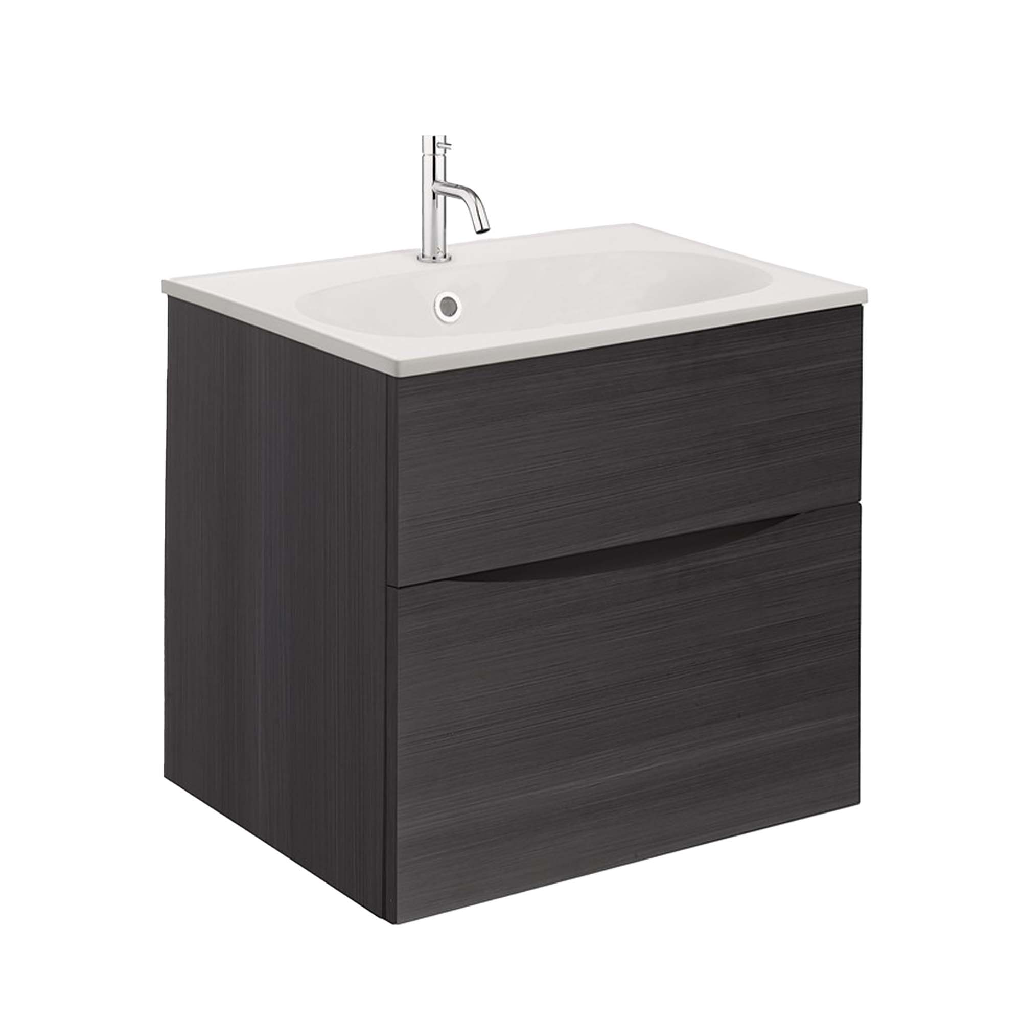 crosswater glide II 500 wall hung vanity unit with matt white basin steelwood