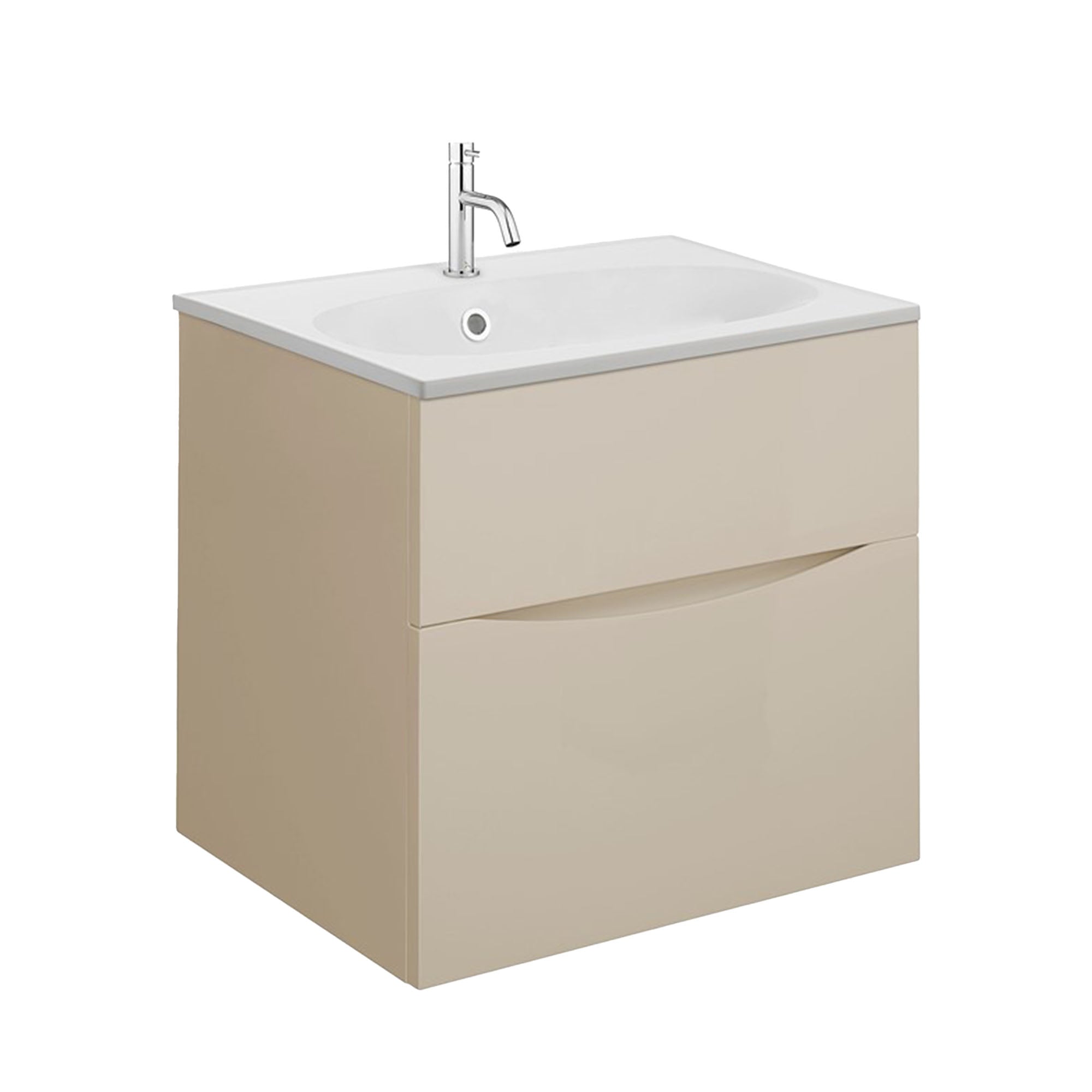 crosswater glide II 500 wall hung vanity unit with matt white basin warm stone