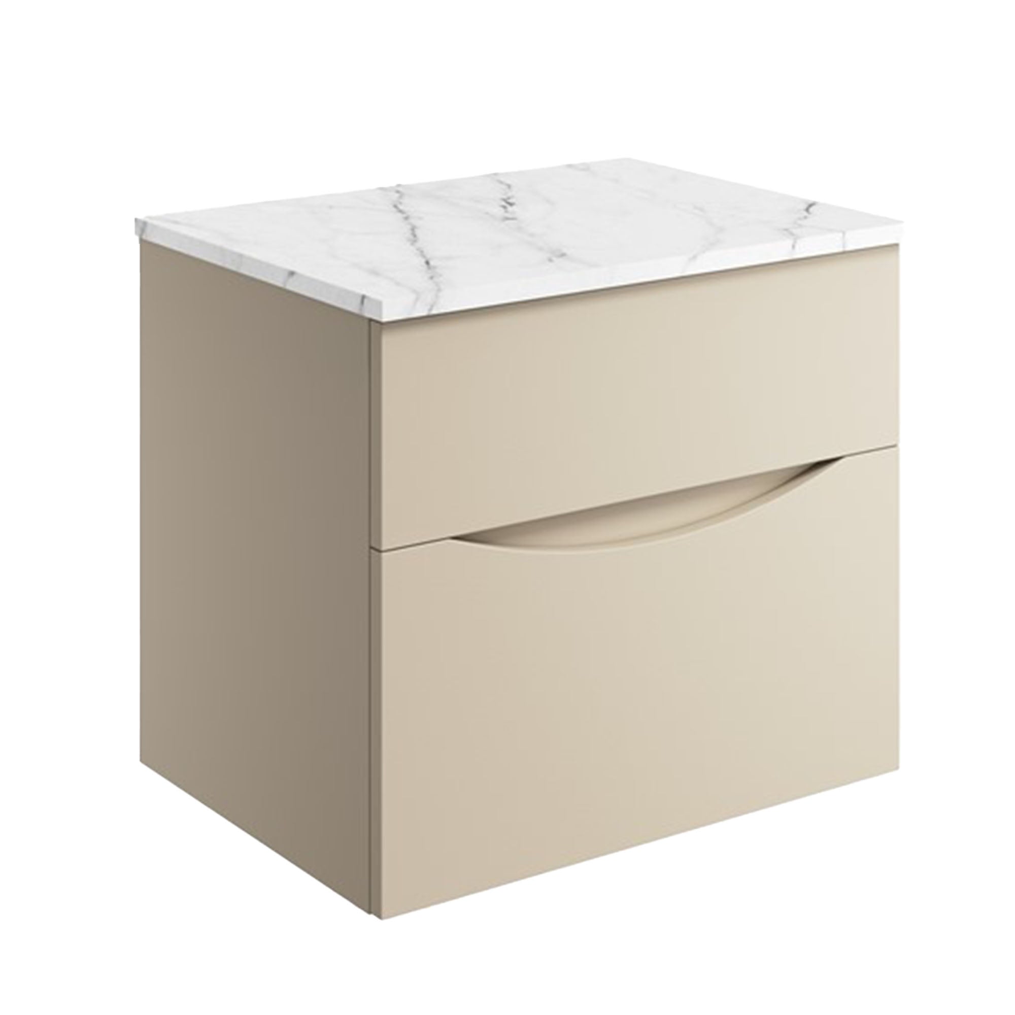 crosswater glide II 600 wall hung vanity unit with carrara marble worktop warm stone deluxe bathrooms