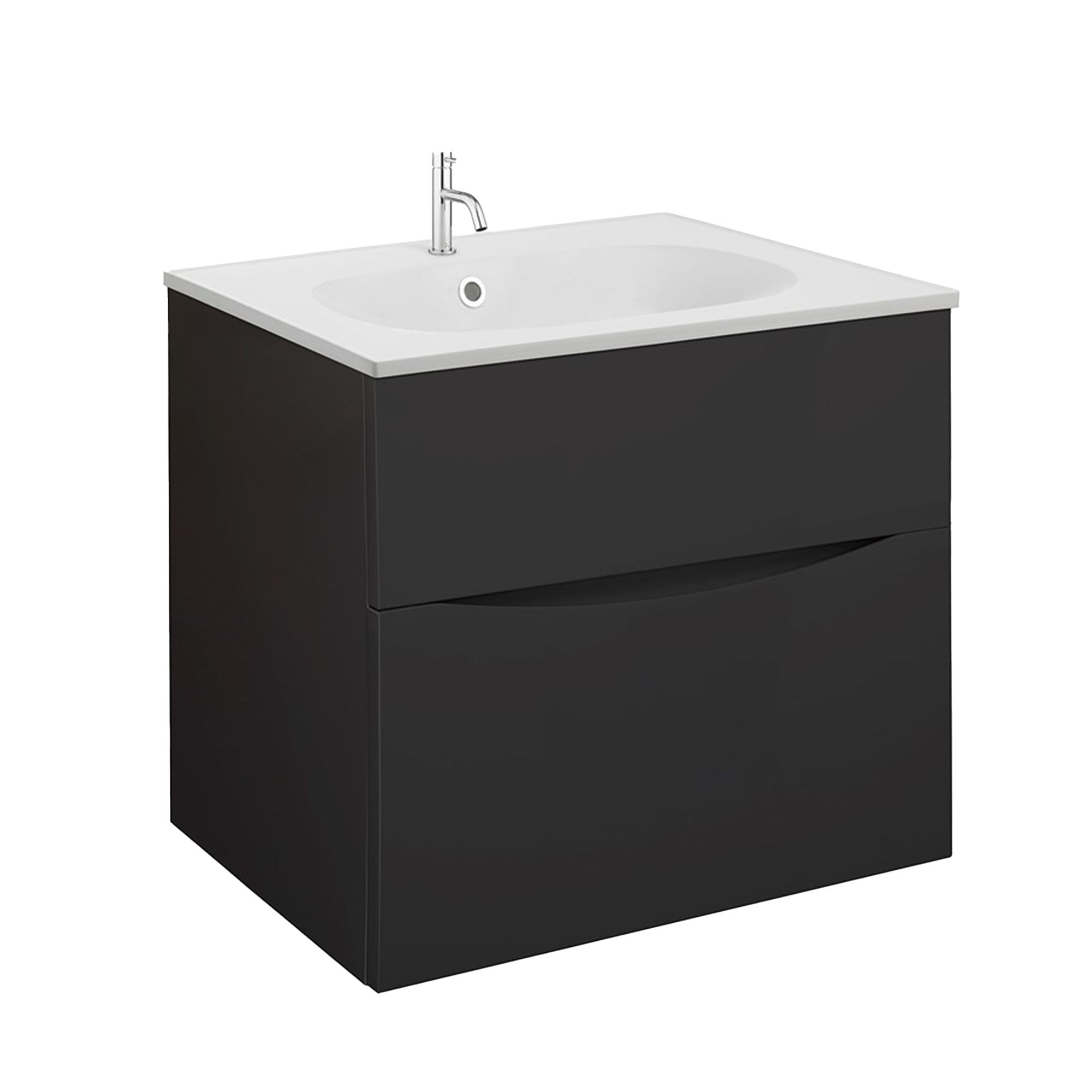 Crosswater Glide II 2-Drawer Wall Hung Vanity Unit With Matt White Basin