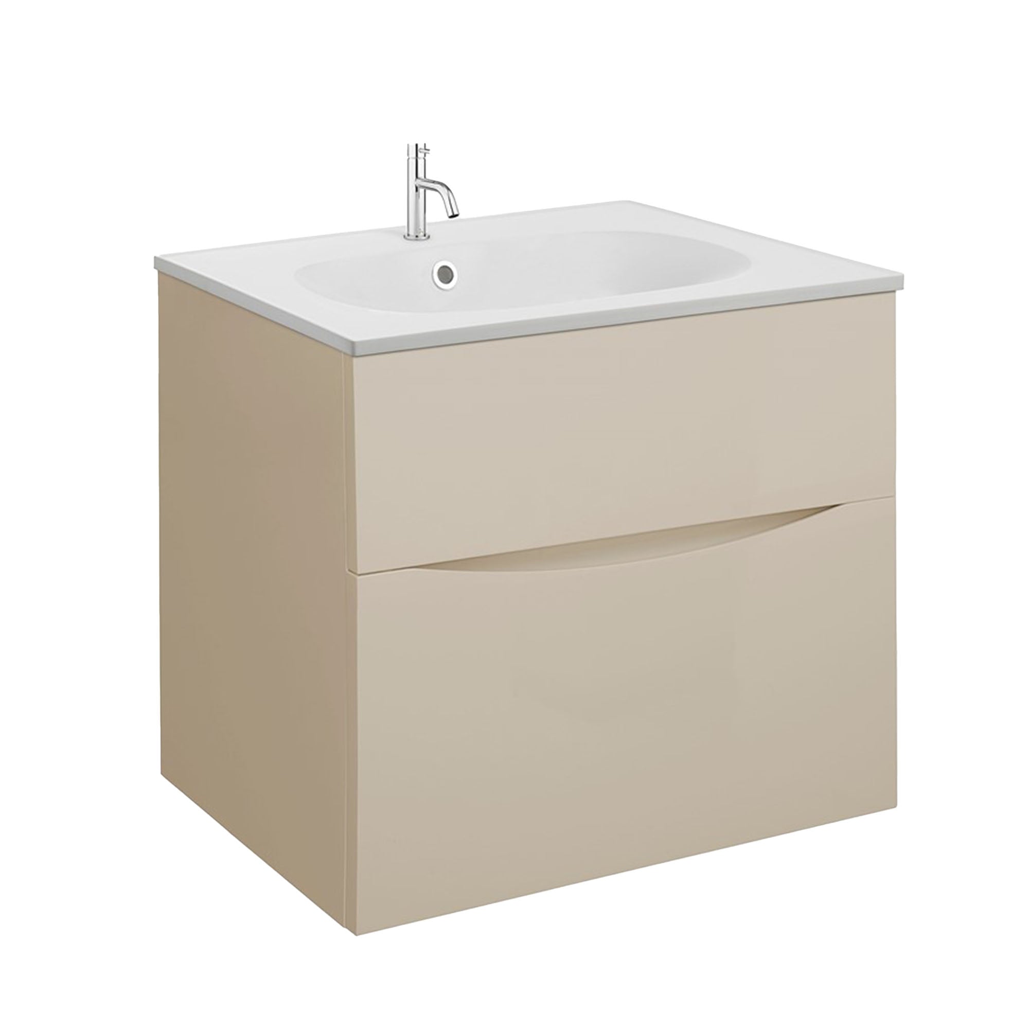 crosswater glide II 600 wall hung vanity unit with matt white basin warm stone