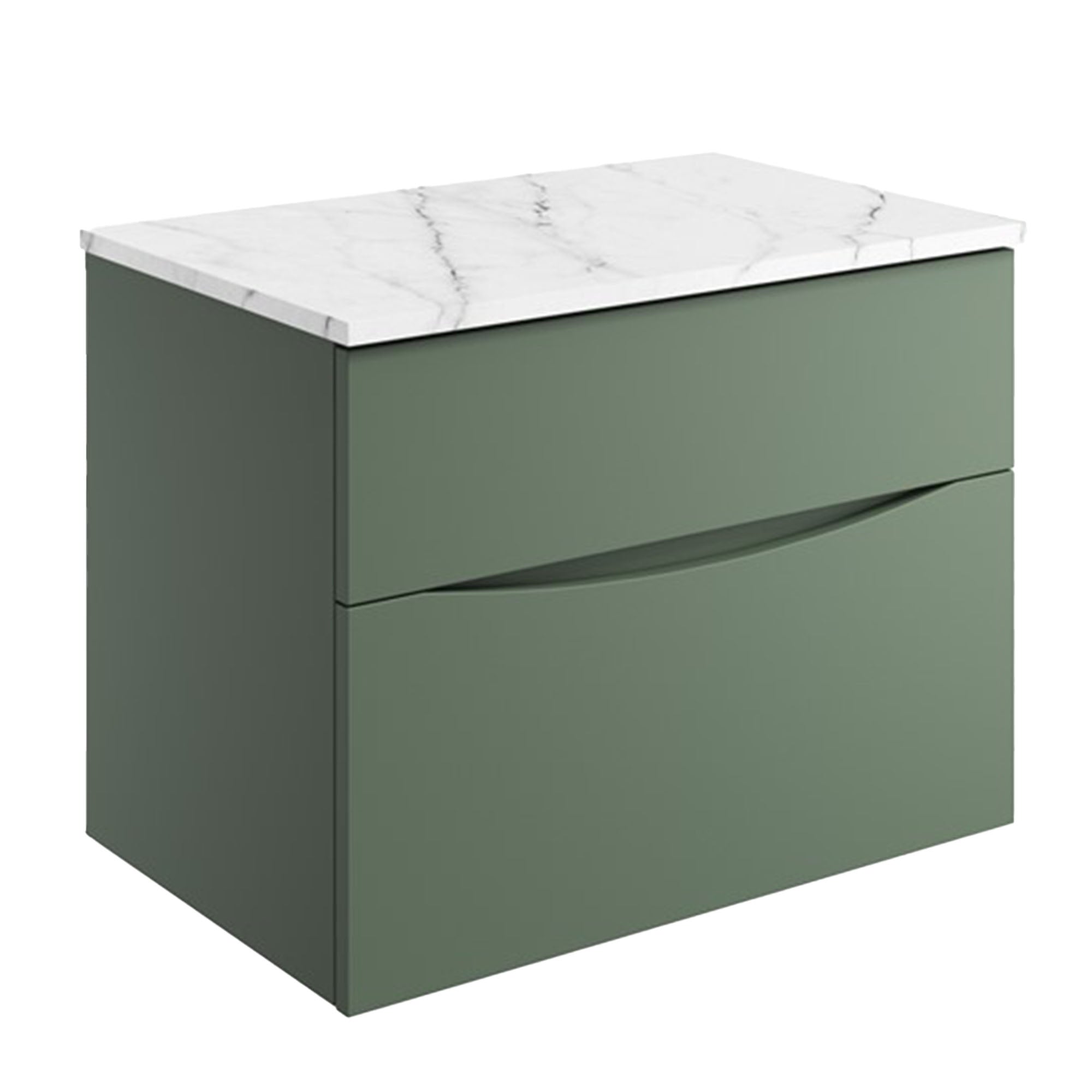 crosswater glide II 700 wall hung vanity unit with carrara marble worktop sage green deluxe bathrooms