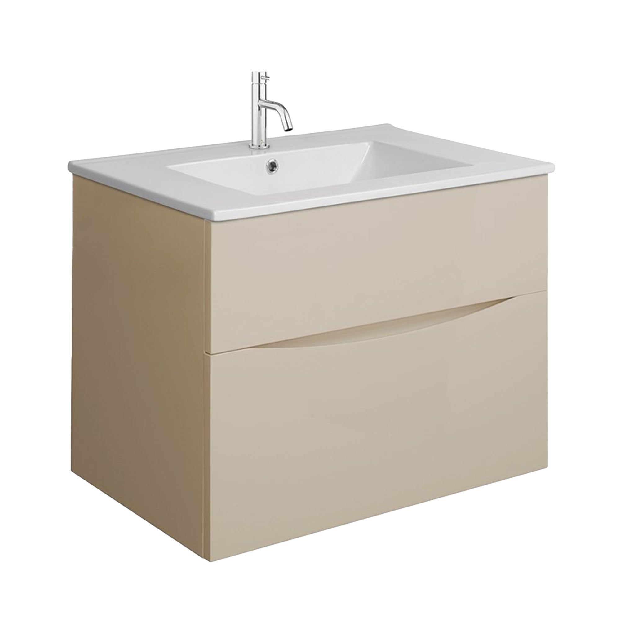 crosswater glide II 700 wall hung vanity unit with ceramic basin warm stone