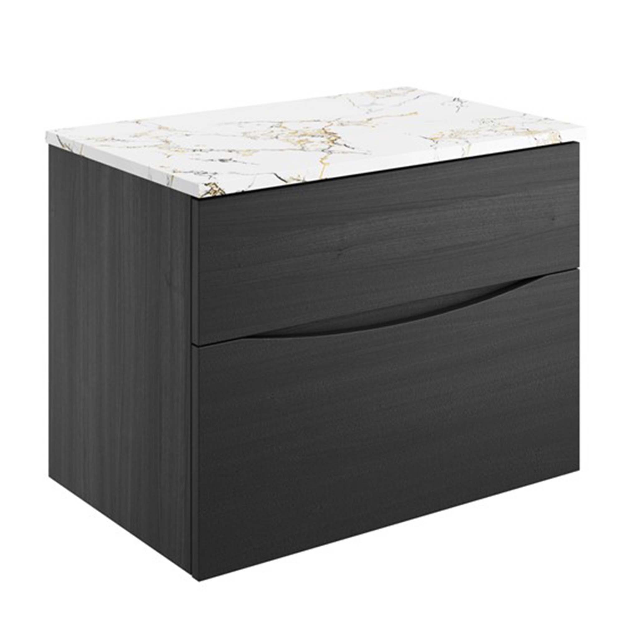 crosswater glide II 700 wall hung vanity unit with gold vein estatuario marble worktop steelwood