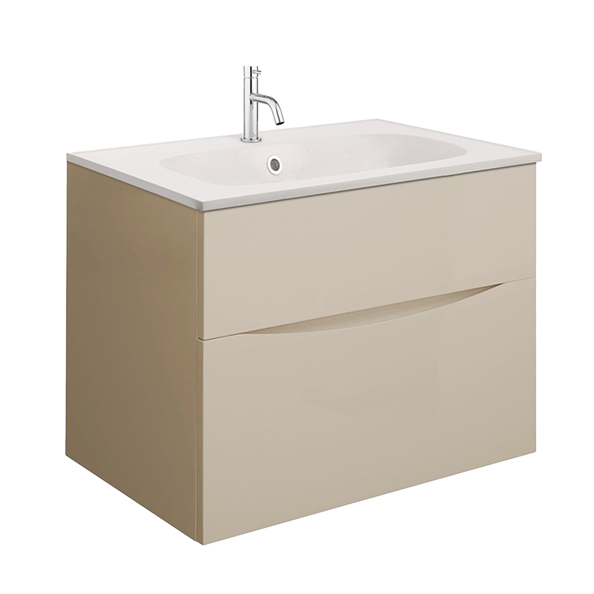 crosswater glide II 500 wall hung vanity unit with matt white basin warm stone