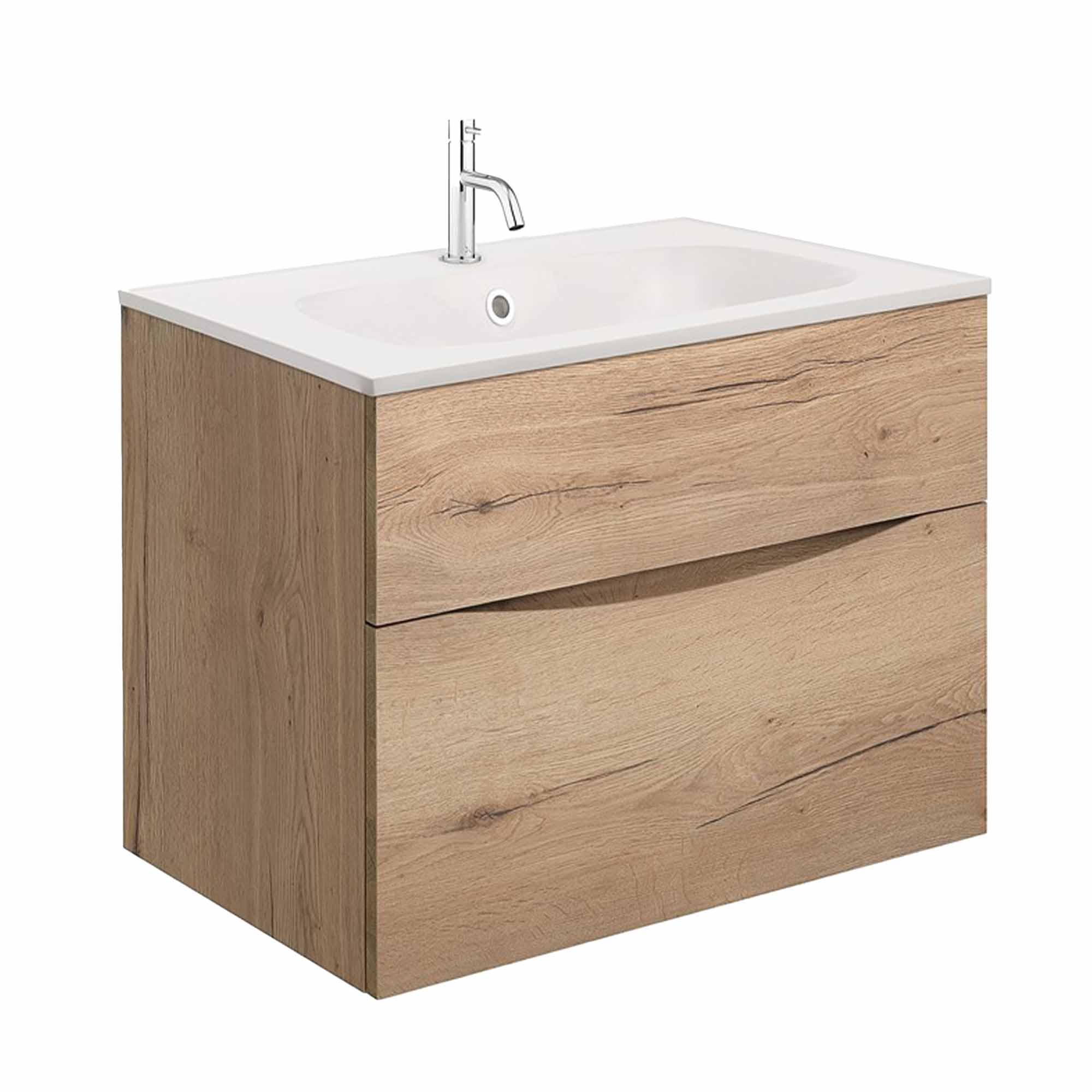 crosswater glide II 500 wall hung vanity unit with matt white basin windsor oak