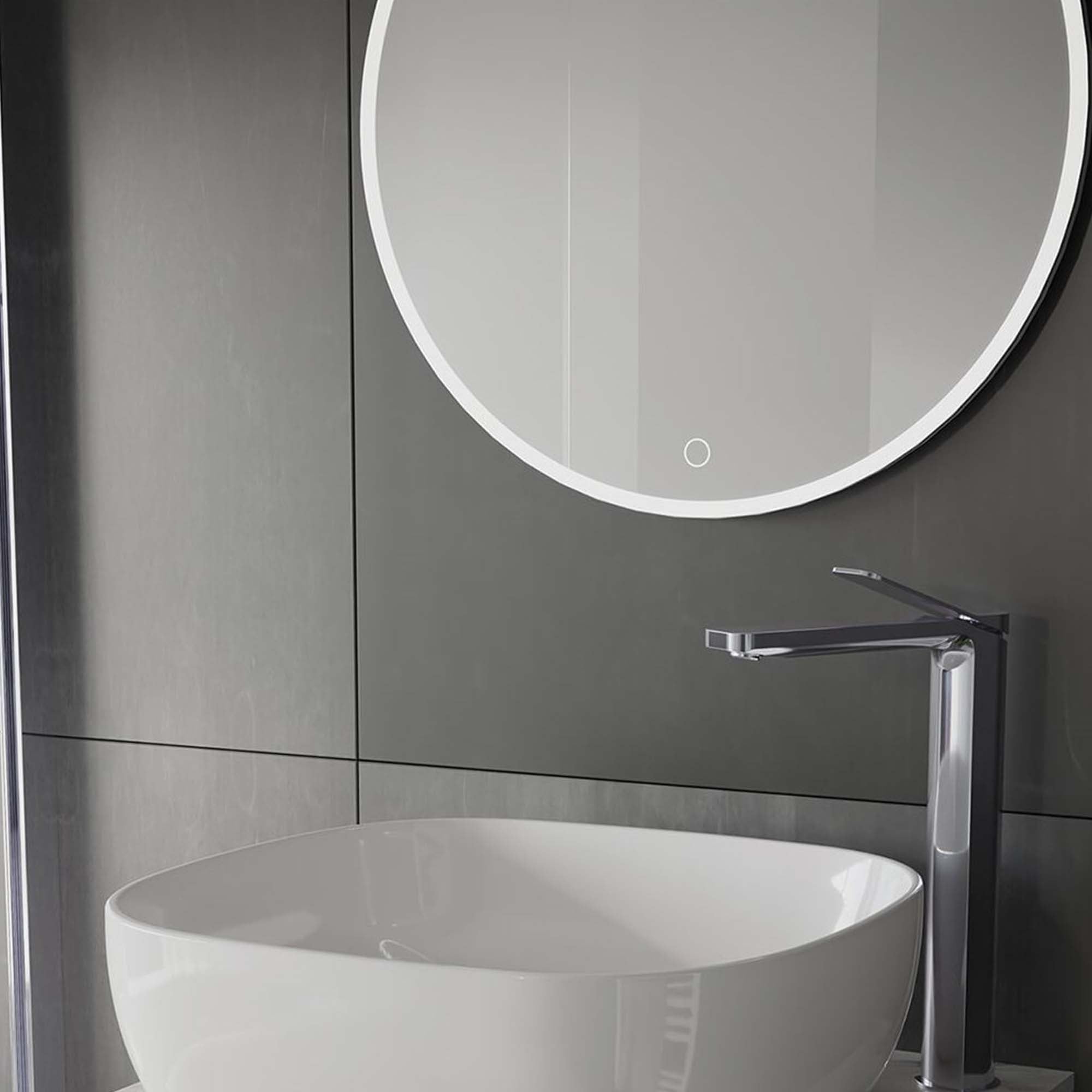 crosswater infinity 600mm led round bathroom mirror