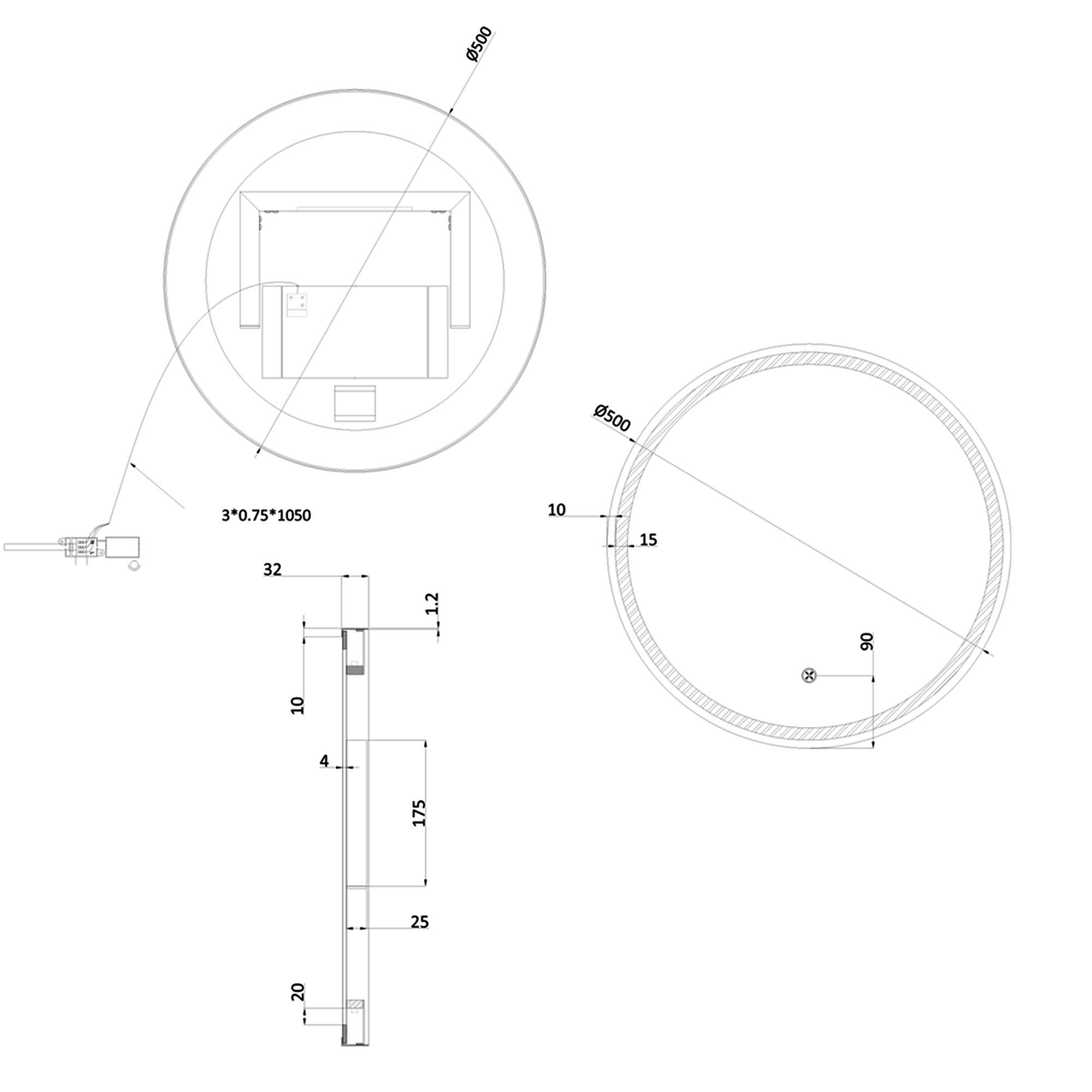 crosswater infinity framed led round mirror 500mm