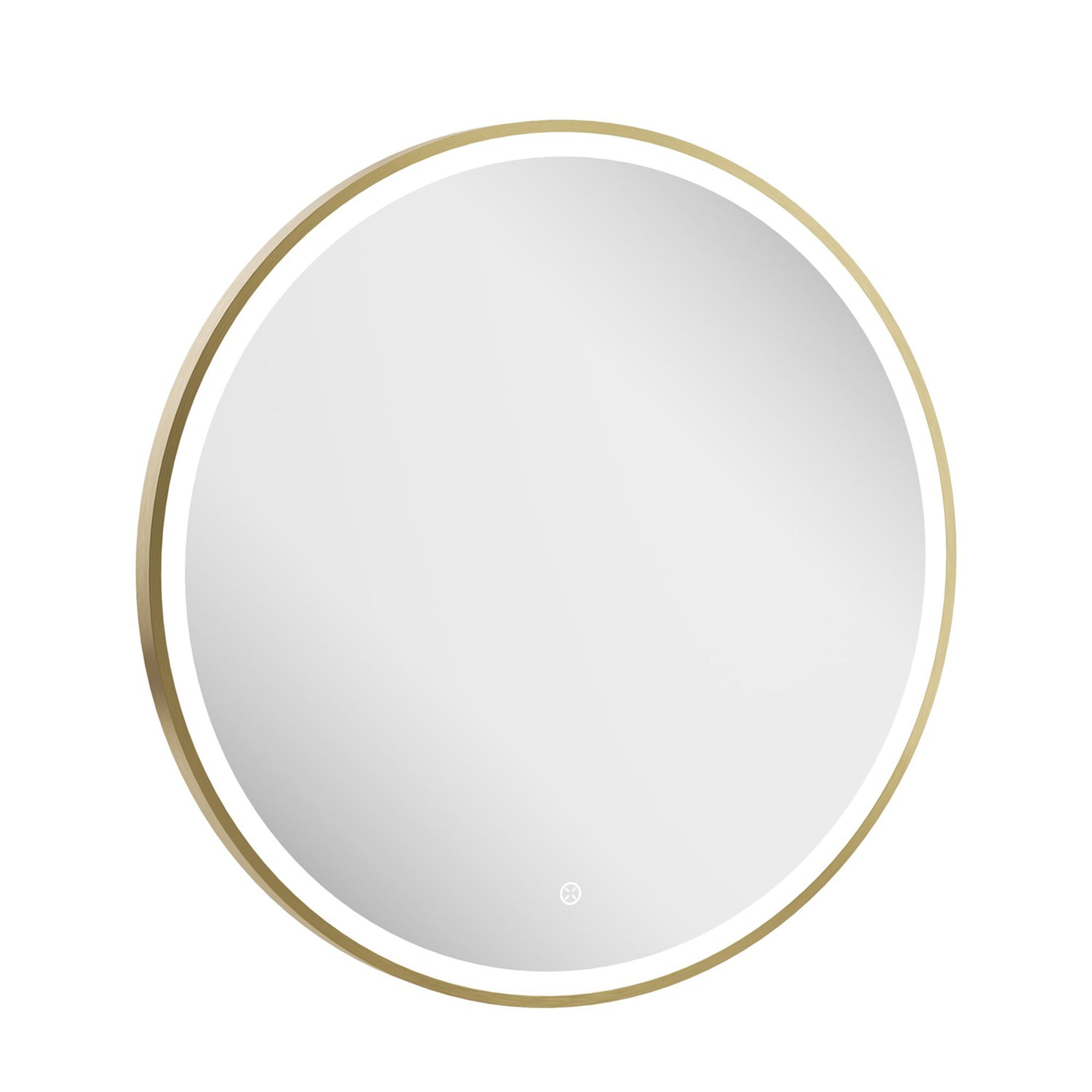 crosswater infinity framed led round mirror 700mm brushed brass