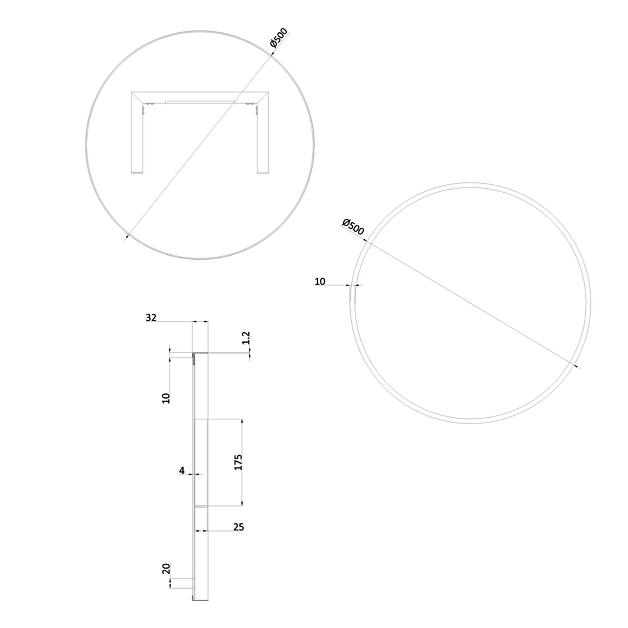 crosswater infinity framed non led round mirror 500mm dimensions