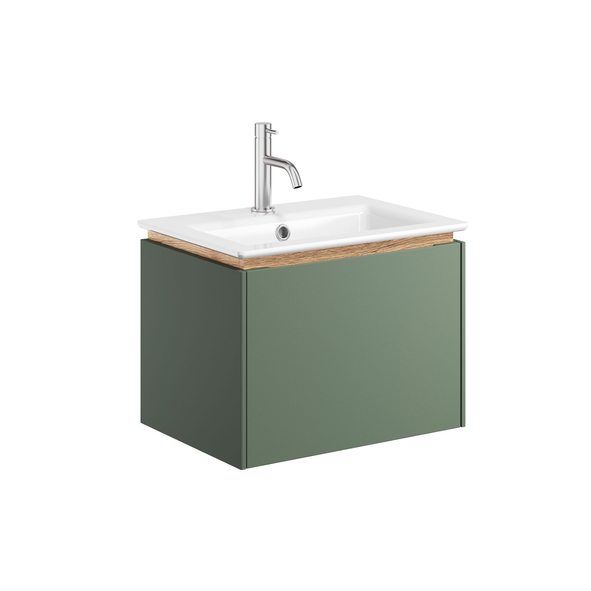 crosswater mada 500 wall mounted vanity unit with mineral marble basin sage green
