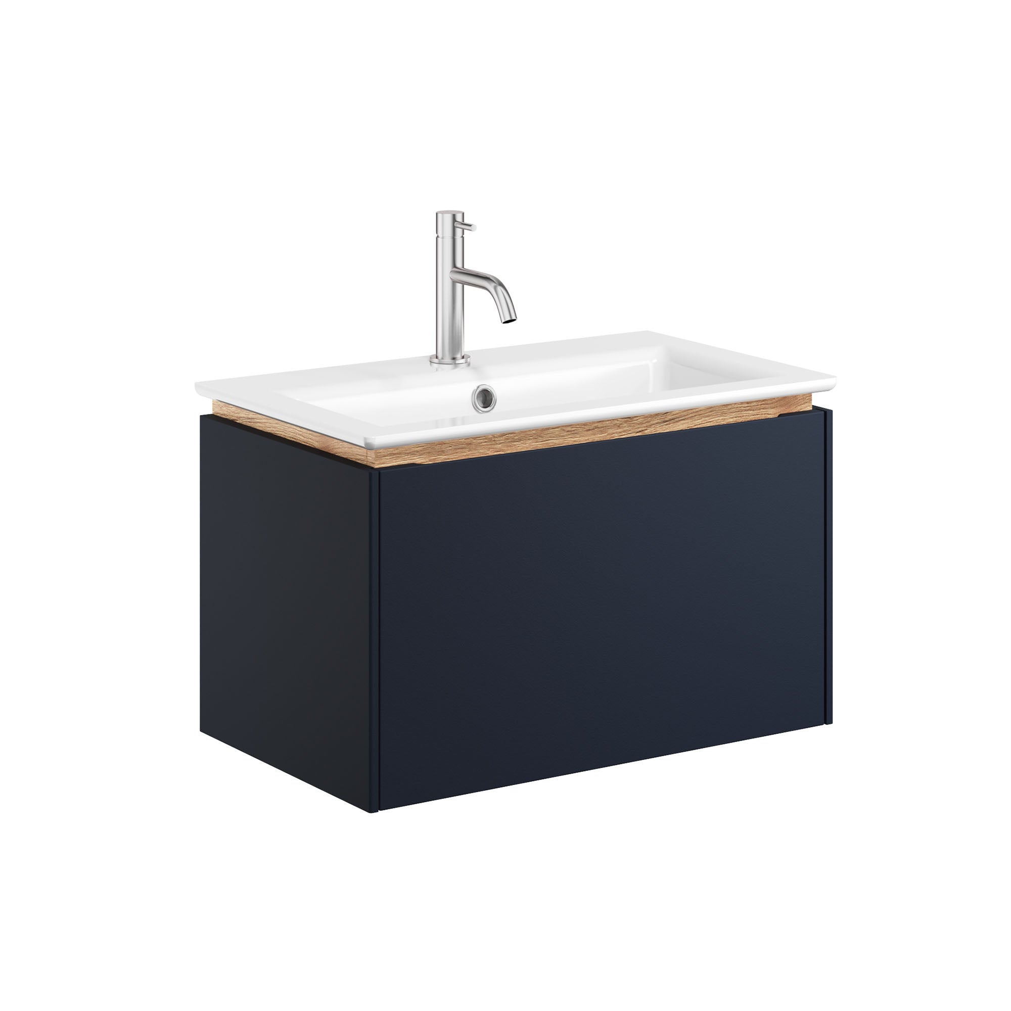 crosswater mada 600 wall mounted vanity unit with mineral marble basin indigo blue