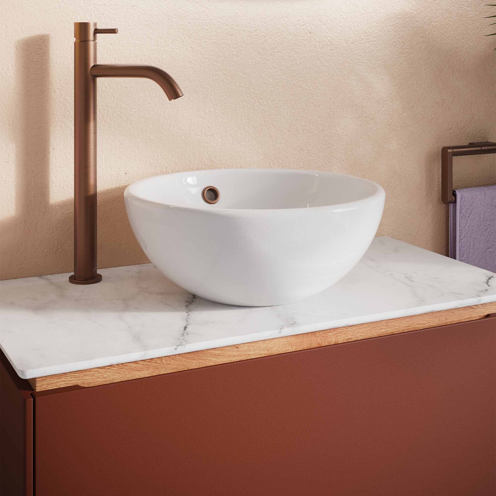crosswater mada 700 wall mounted vanity unit with carrara marble effect worktop soft clay