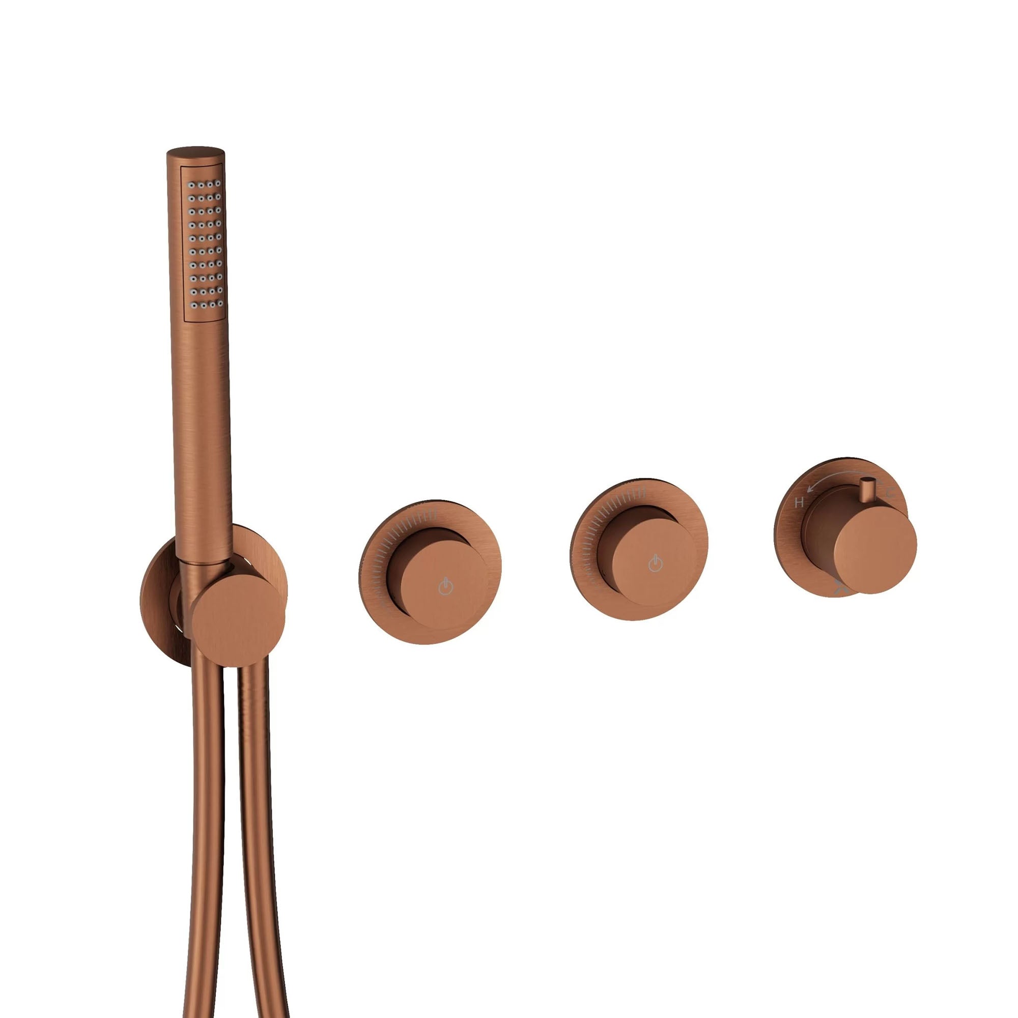 crosswater module mpro push 2 outlet thermostatic shower valve with pencil handset brushed bronze