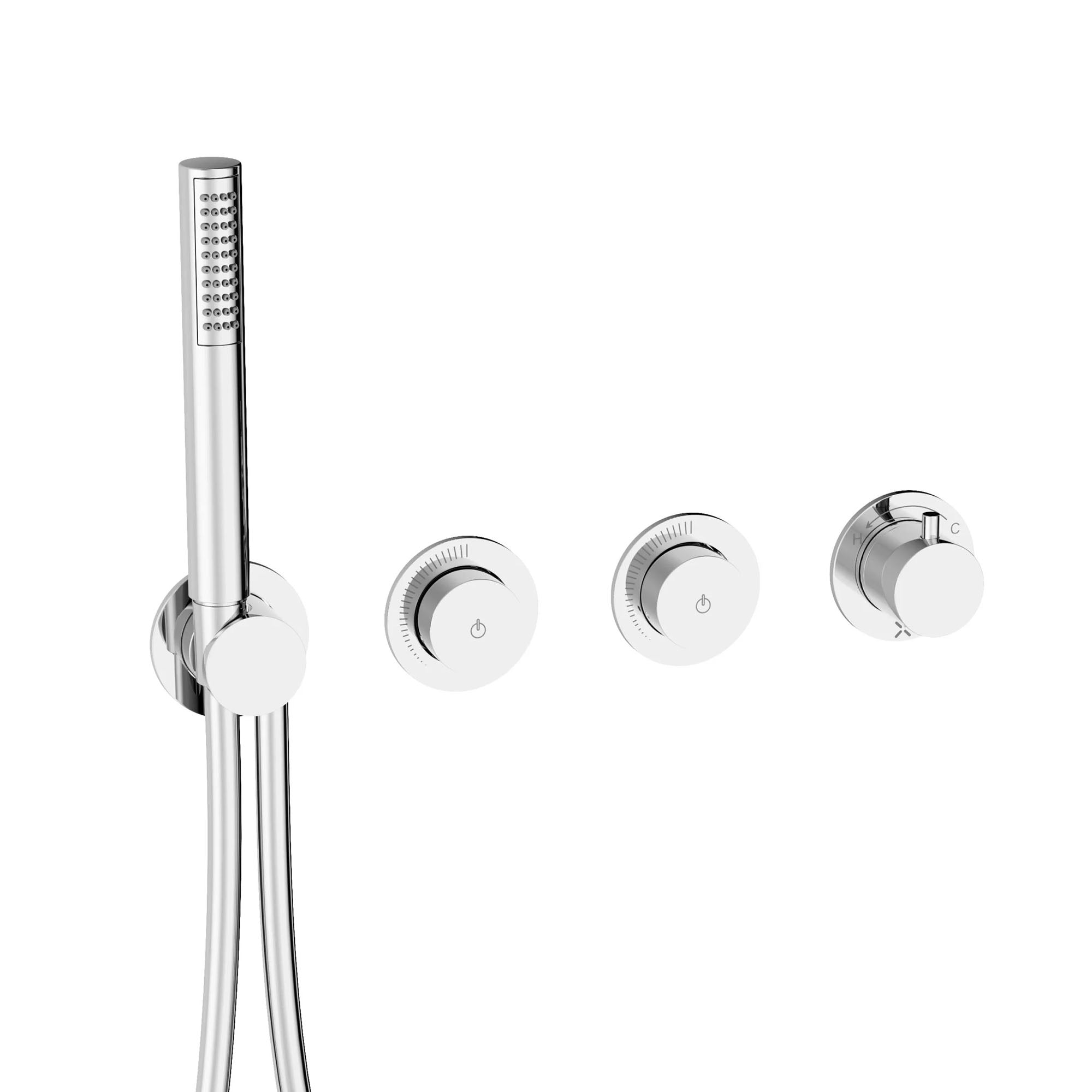 crosswater module mpro push 2 outlet thermostatic shower valve with pencil handset chrome