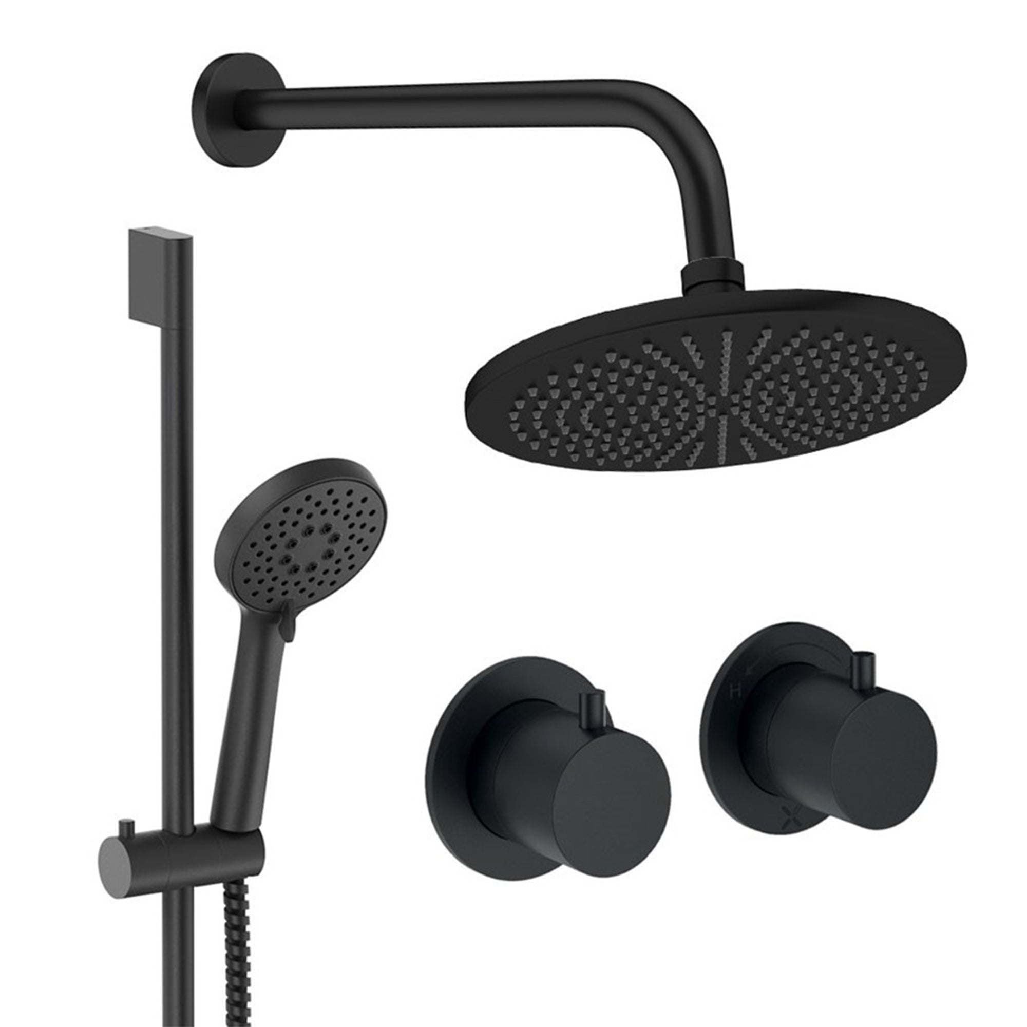 crosswater module shower set 2 300mm matt black