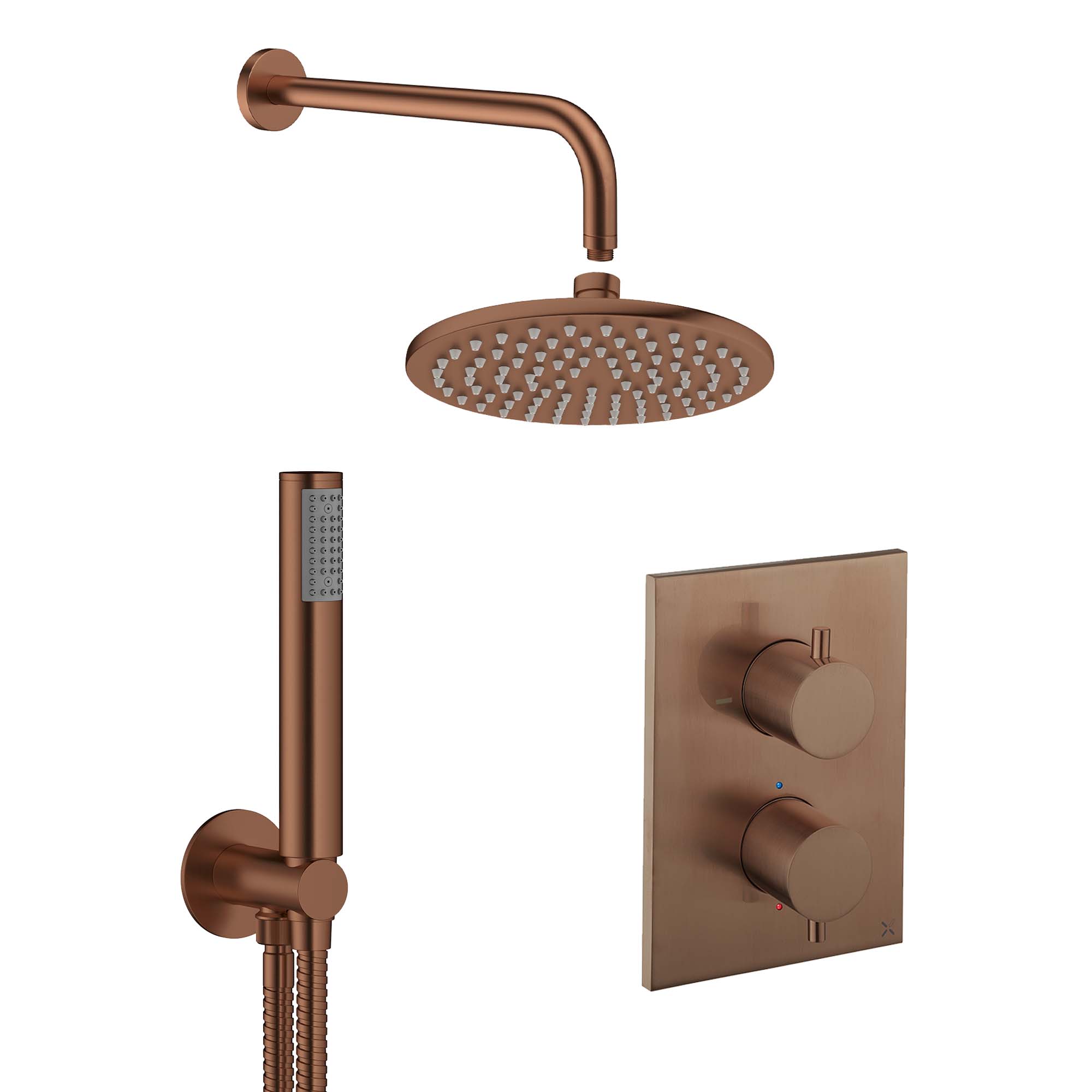 crosswater mpro 2 outlet 2 handle shower bundle brushed bronze