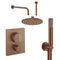 crosswater mpro 2 outlet push thermostatic shower valve with pencil handset and fixed overhead brushed bronze