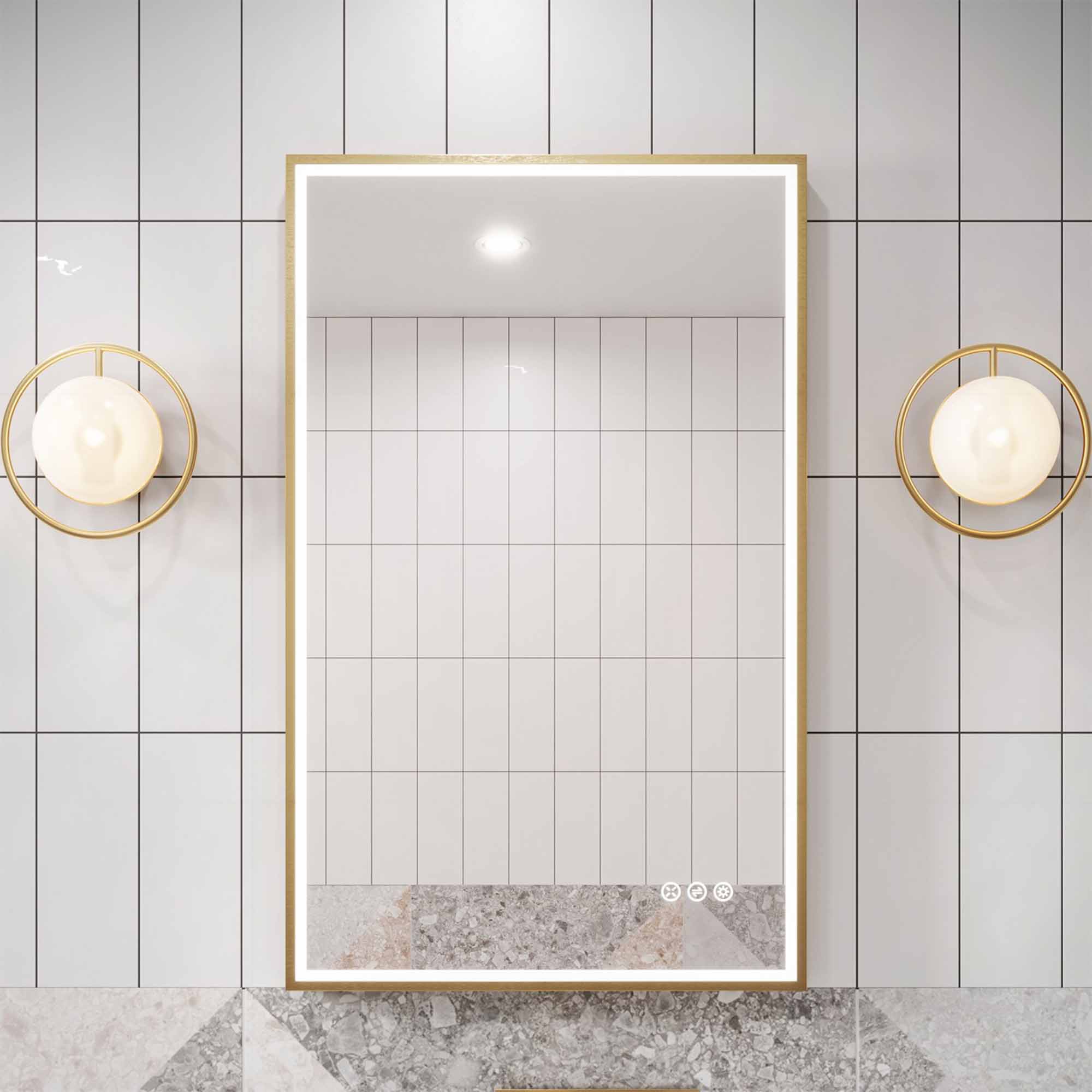 crosswater mpro led mirror 500x700mm brushed brass