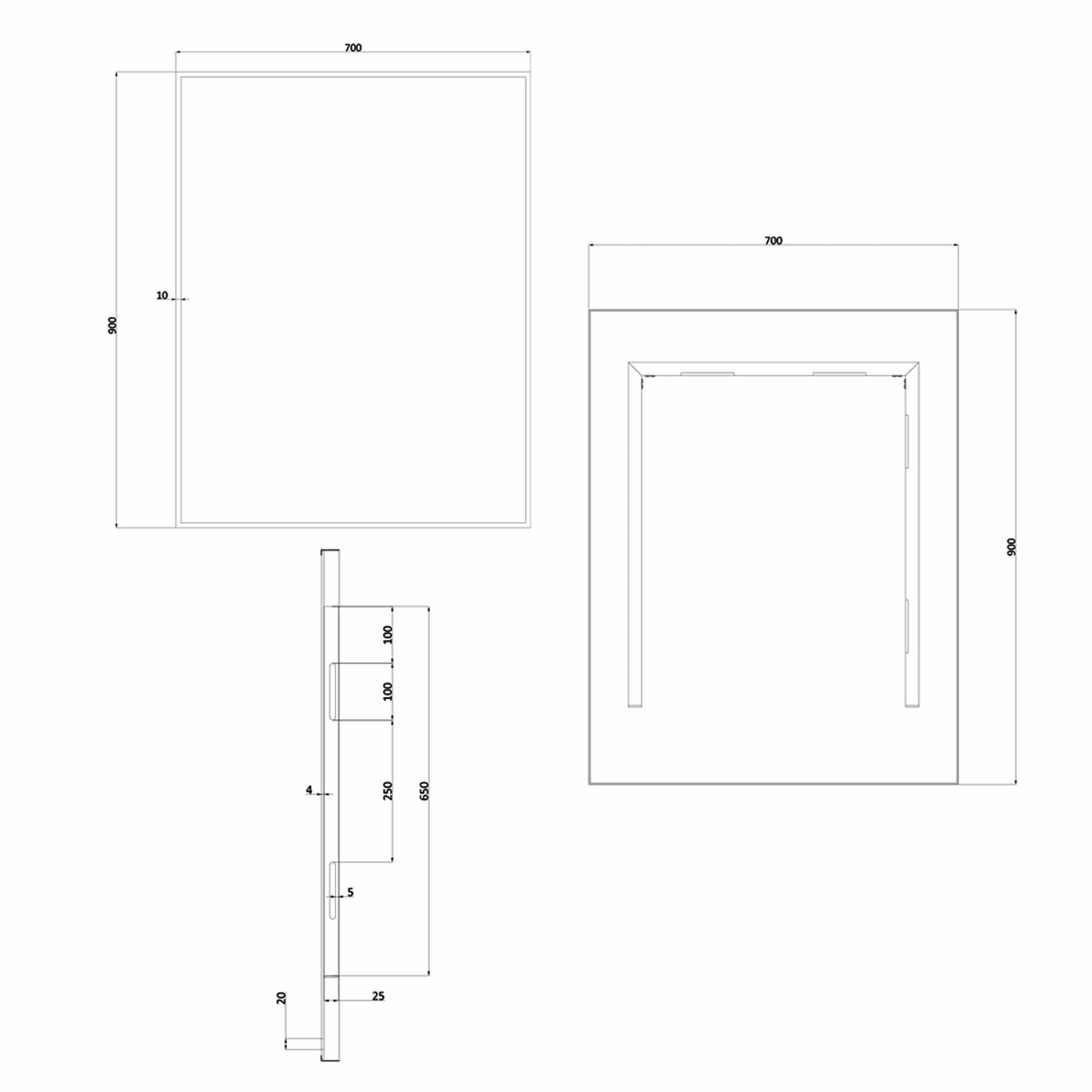 crosswater mpro non led mirror 700x900mm dimensions