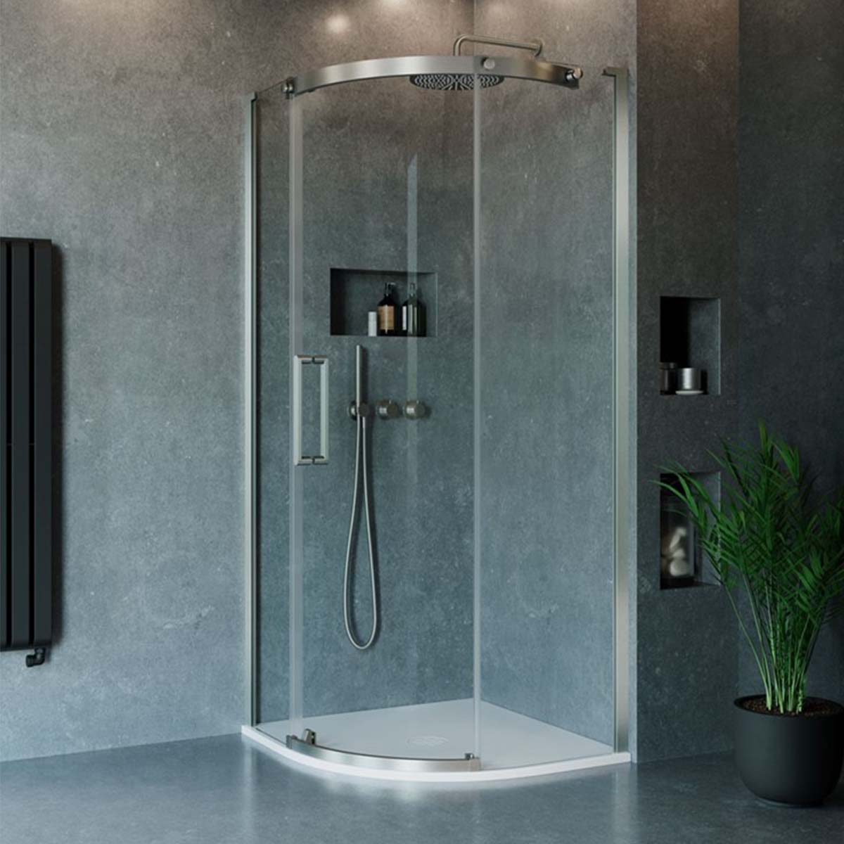 crosswater optix 10 quadrant shower door brushed stainless steel