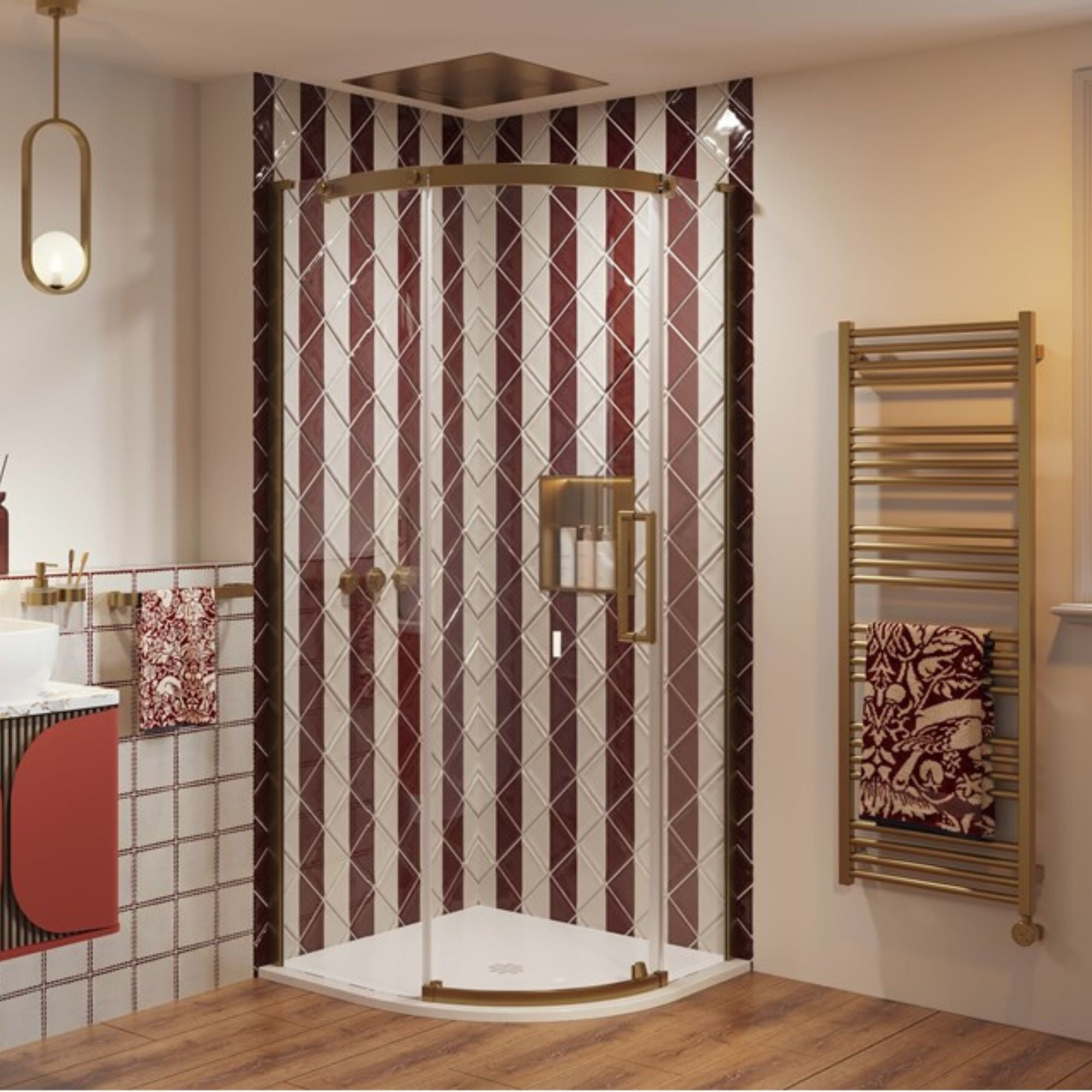 crosswater optix 10 quadrant shower door brushed brass